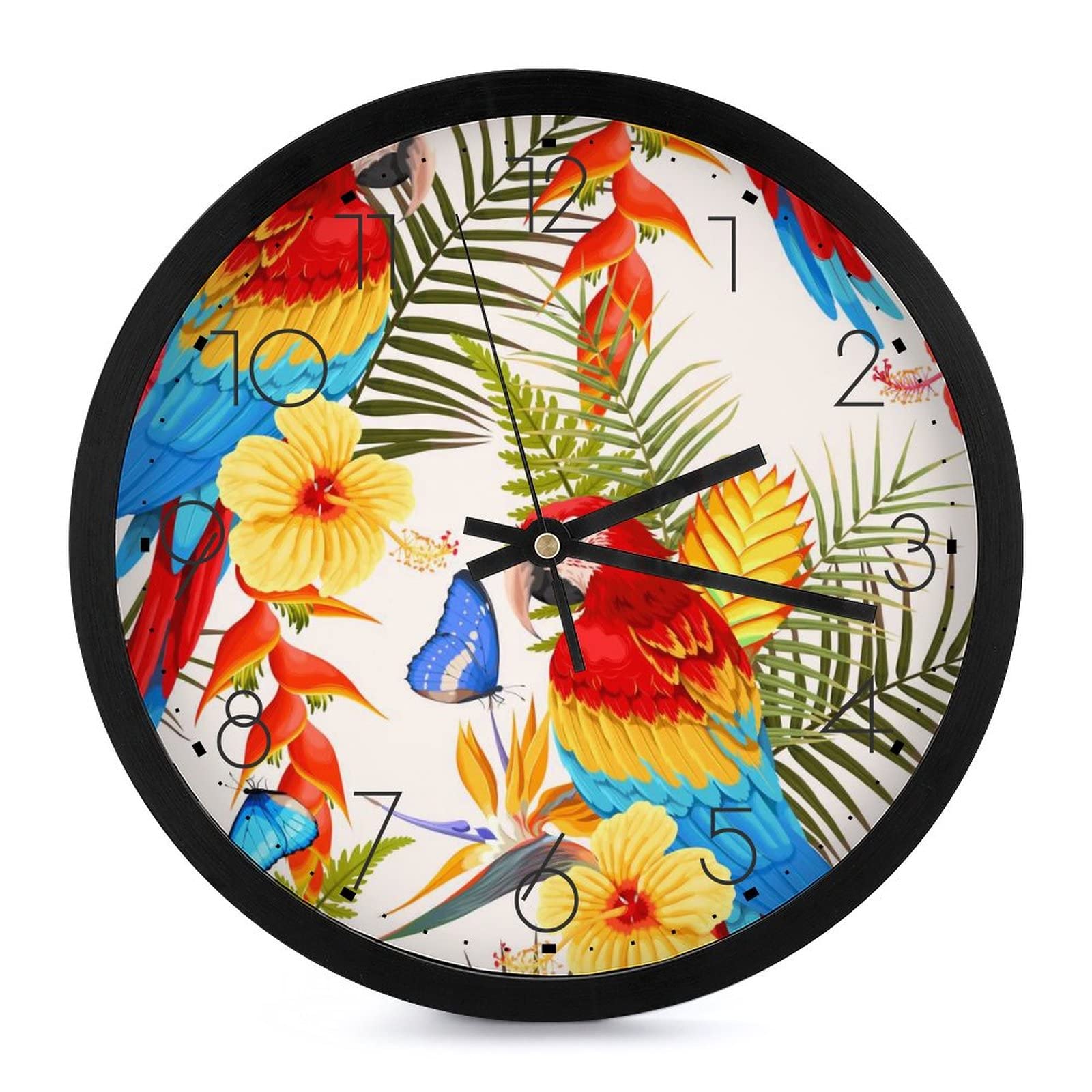 Pendule murale papillon perroquet moderne et silencieuse de 25.4cm pour decoration de maison