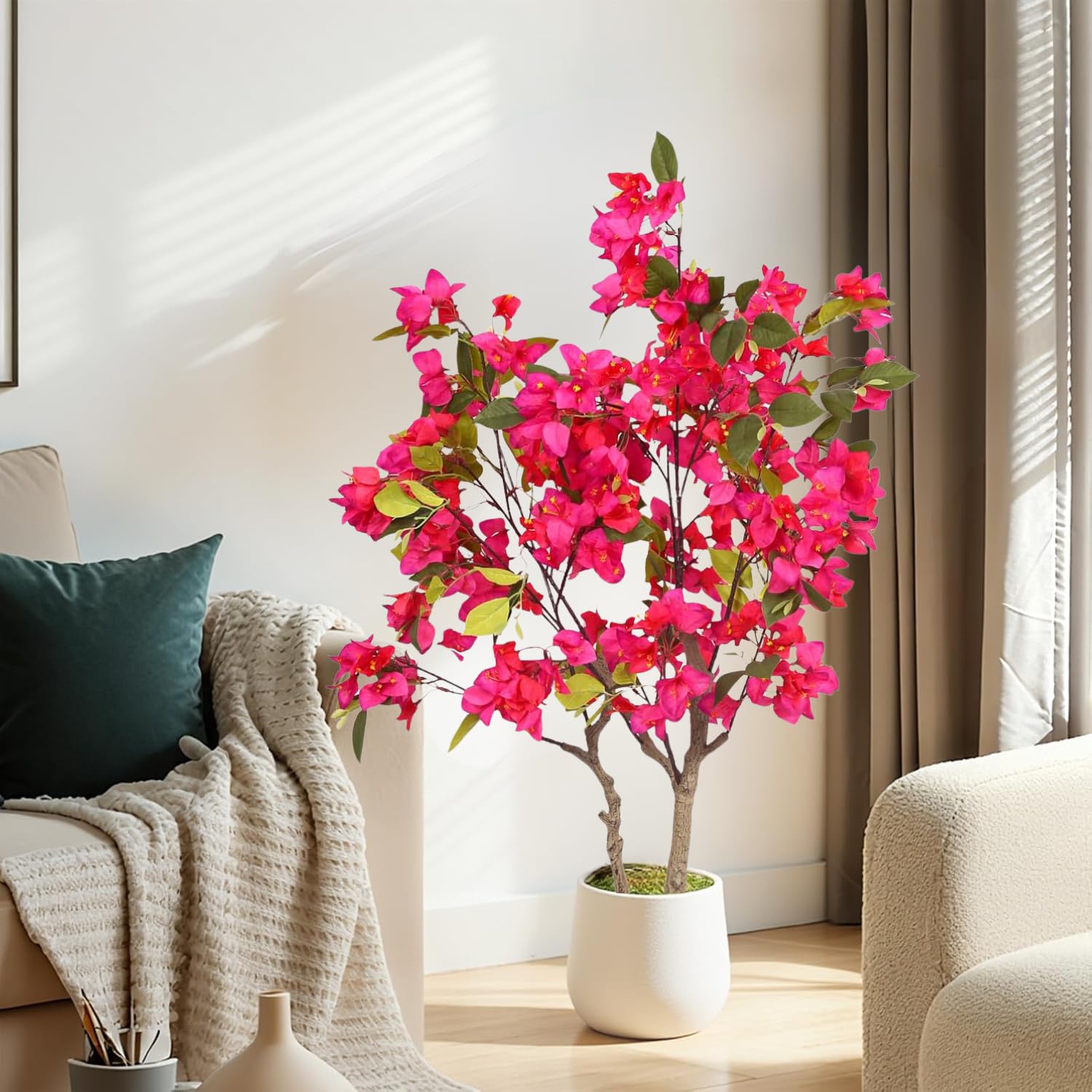 4ft Artificial Bougainvillea Tree - Peacock Floral Decor -11