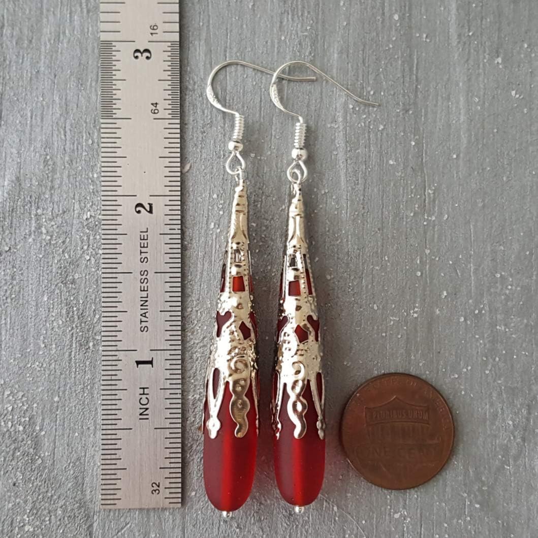 Yinahawaii Handmade Sea Glass Earrings, Hawaiian Jewelry for Women, Long Teardrop Earrings Beach Jewelry, Sea Glass Jewelry For Women Birthday Gift For Her - Image 3