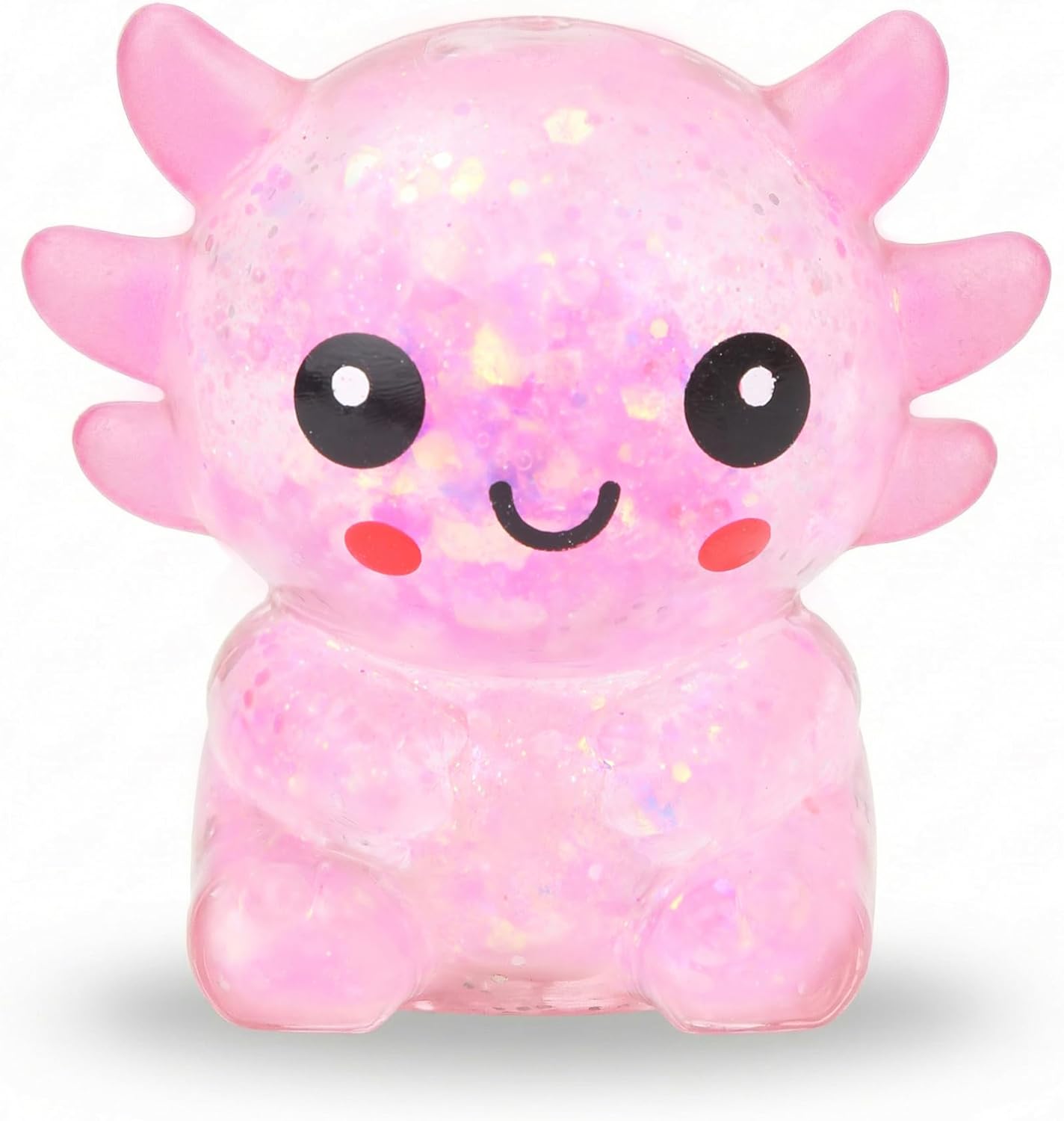 Axolotl Squishy Toy, Sitting Glitter Squishy Fidget Toys for Stress Relief, Handheld Stress Balls Squeezable and Stretchable Sensory Toys Ideal Gift for Home Office Teens Adults Men Women, Pink