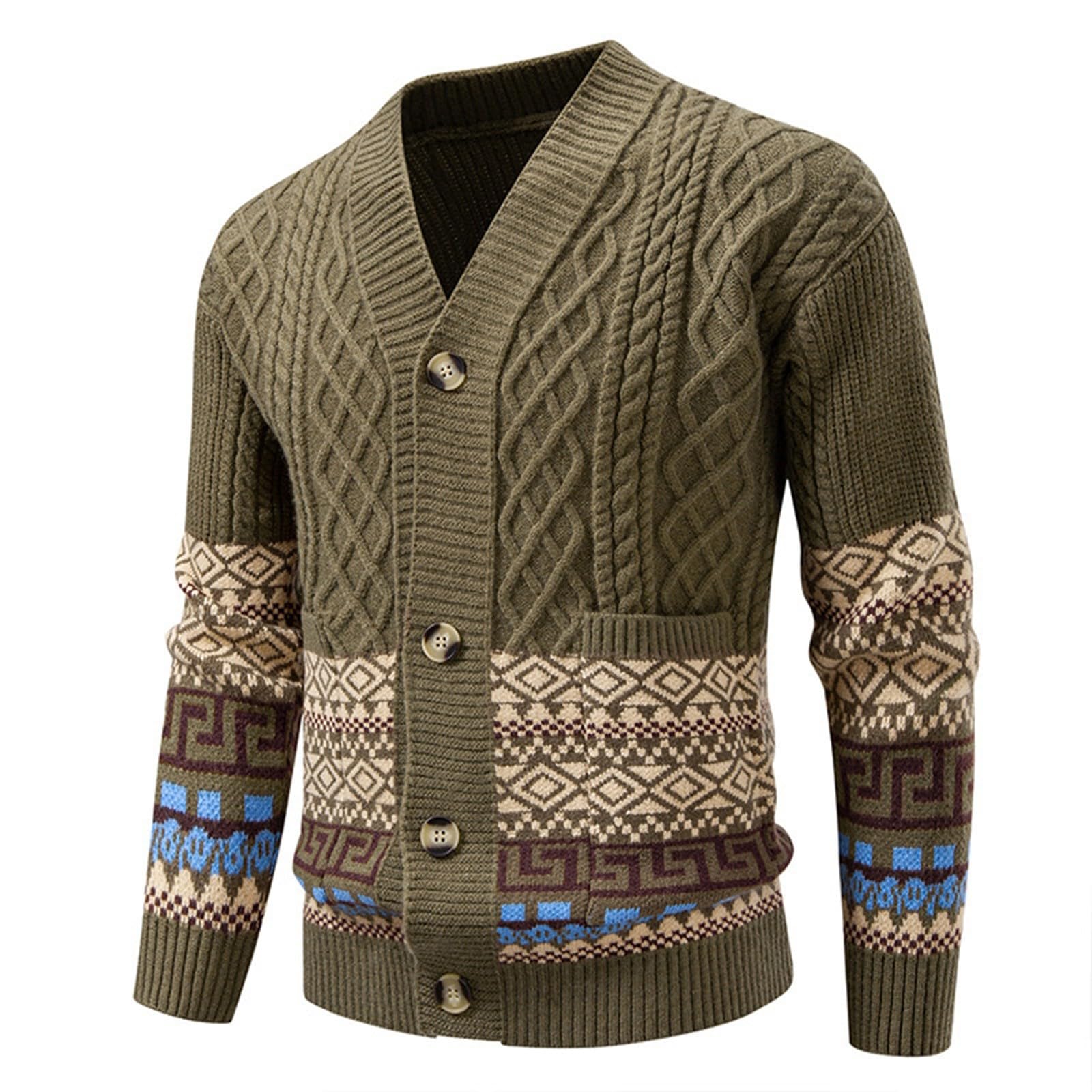 Genérico Cardigan Punto Botones Hombre, Chaqueta De Lana Hombre con Cuello Jersey Elástico Manga Larga De Punto con Botones Elegante Y Ajustado Suéter Ligero Y Cárdigan para Exterior El Ocio