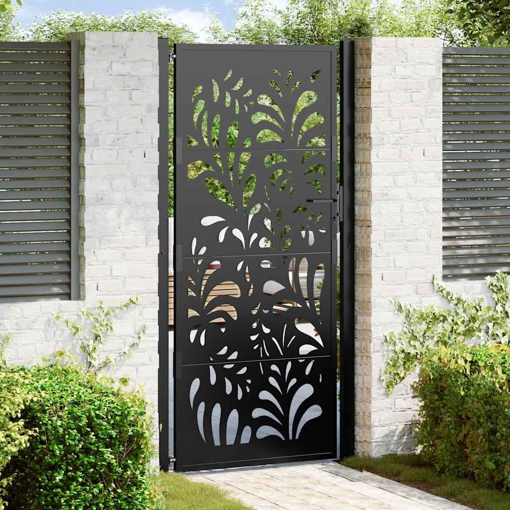 Gartentor Schwarz 100x200 cm Stahl
