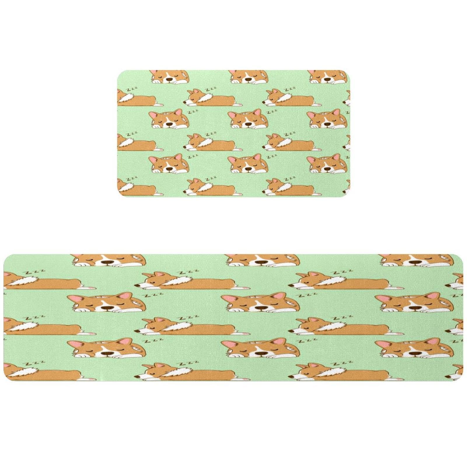 Alfombrillas de cocina antideslizantes VAPOKF lavables juego de 2 alfombras con diseño de perro