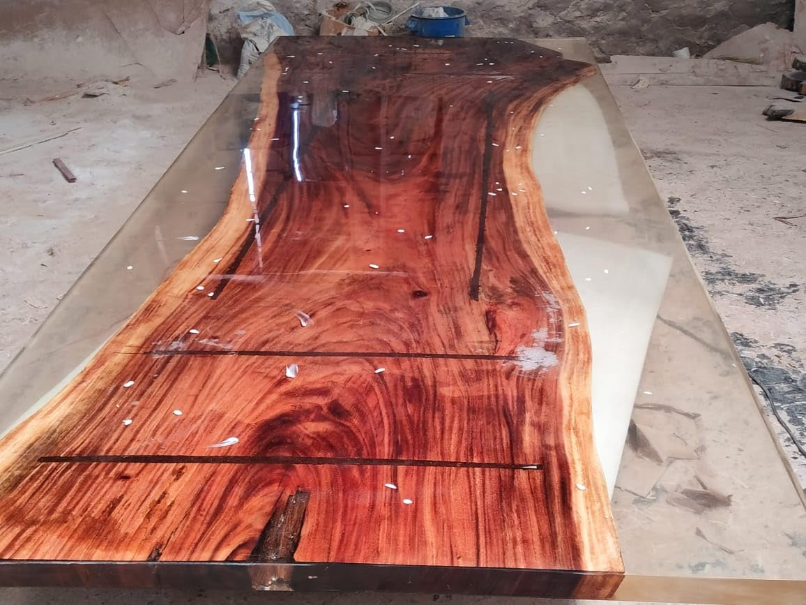 Rustic Natural Wood Crystal Clear River Epoxy Resin Dining Table Live Edge Table Conference Table Console Table Hallway