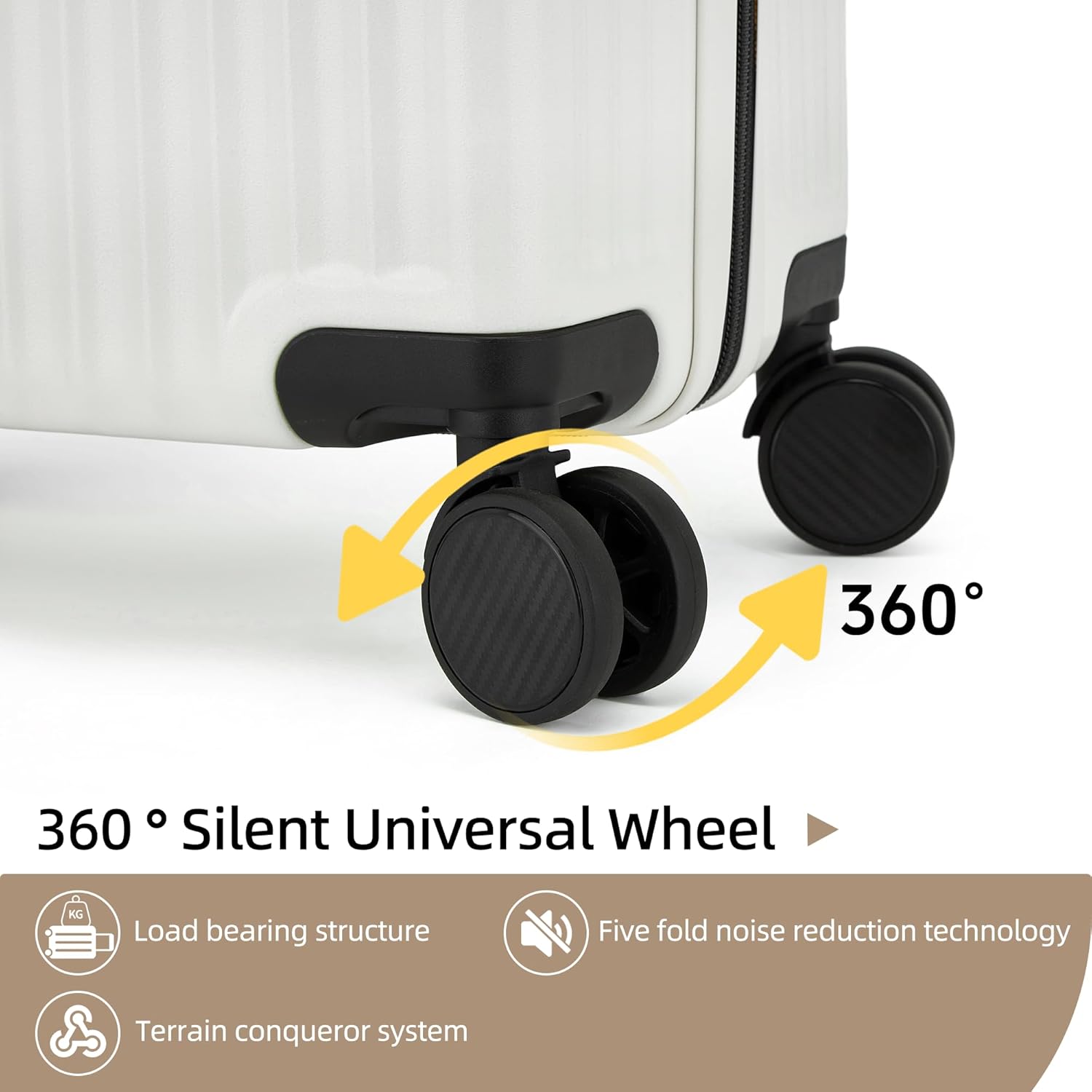 20 Inch Carry on Luggage,Airline Approved 22x14x9 Hard Shell Carry on Suitcase with 360° Spinner Wheels,TSA Lock and Lightweight Hardside Carry-on Luggage for Travel (White, 20 Inch) - Image 3