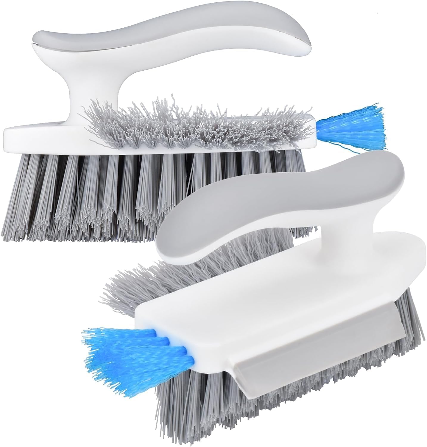 SHUTTLE ART Floor Scrub Brush, 4 in 1 Bathroom Cleaning Brushes, Scrubbing Brush with Comfort Handle, Grout Cleaning Scrubber for Kitchen, Tile Joint, Bath, Sink, Window (White)-image-1