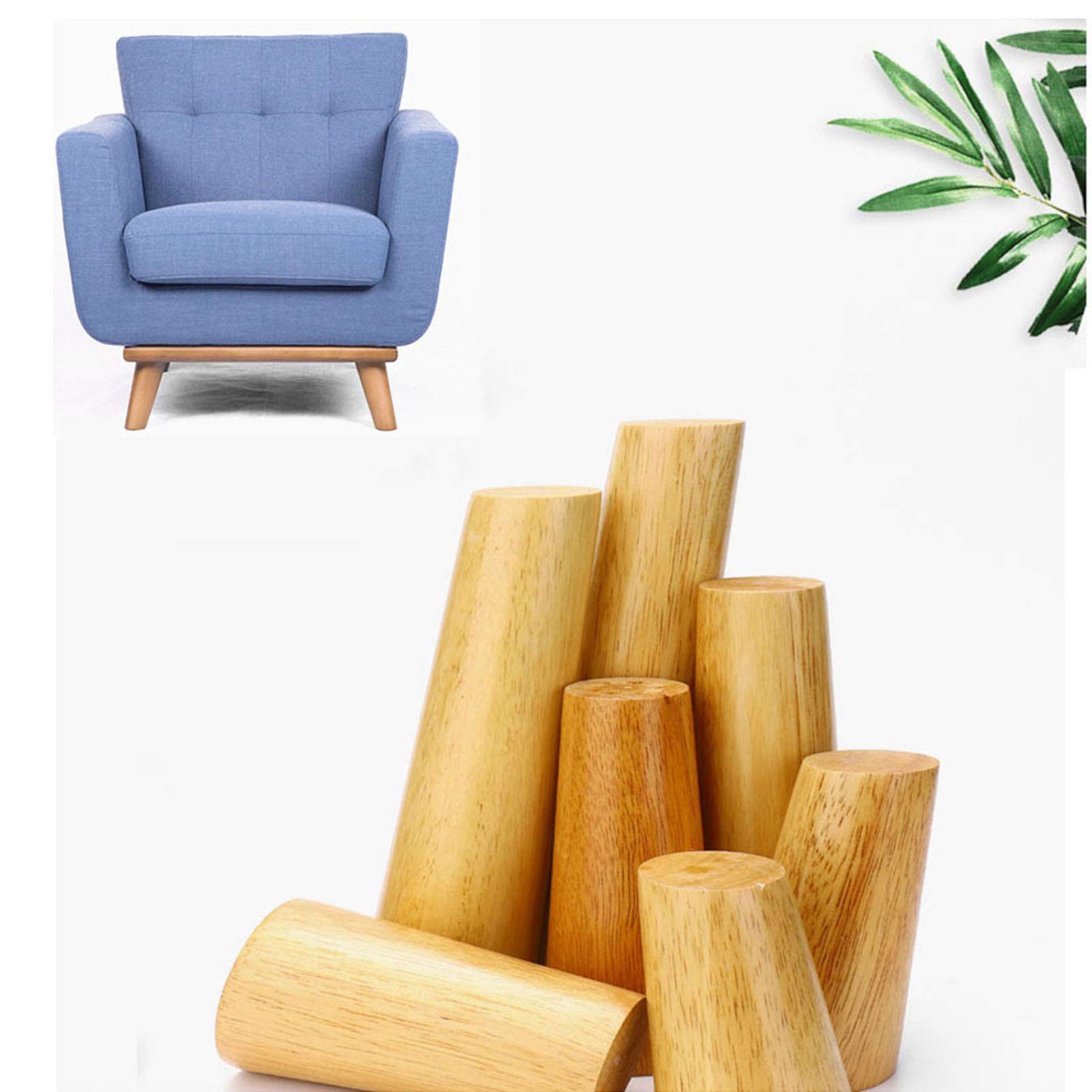 Set di 4 Gambe per Tavolo Piedini per Mobili in Legno Massello Piedini di Supporto Sostitutivi per Divani Gambe per Divani Piedini per Armadietti per Letto Divano Sedia (Obliquo 50 cm / 19,7 Pollici)