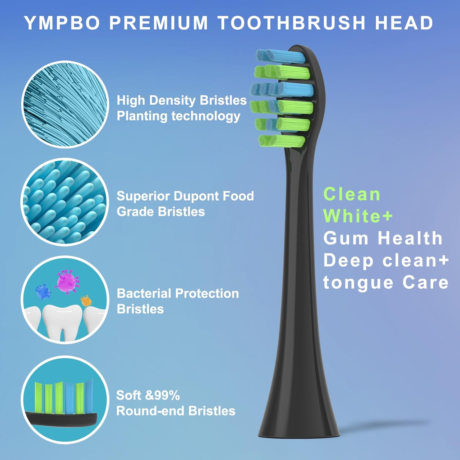 10 Pack Toothbrush Replacement Heads Compatible with 7AM2M AM100/AM105/AM110 Electric Toothbrush, Soft Brush Bristles, Black
