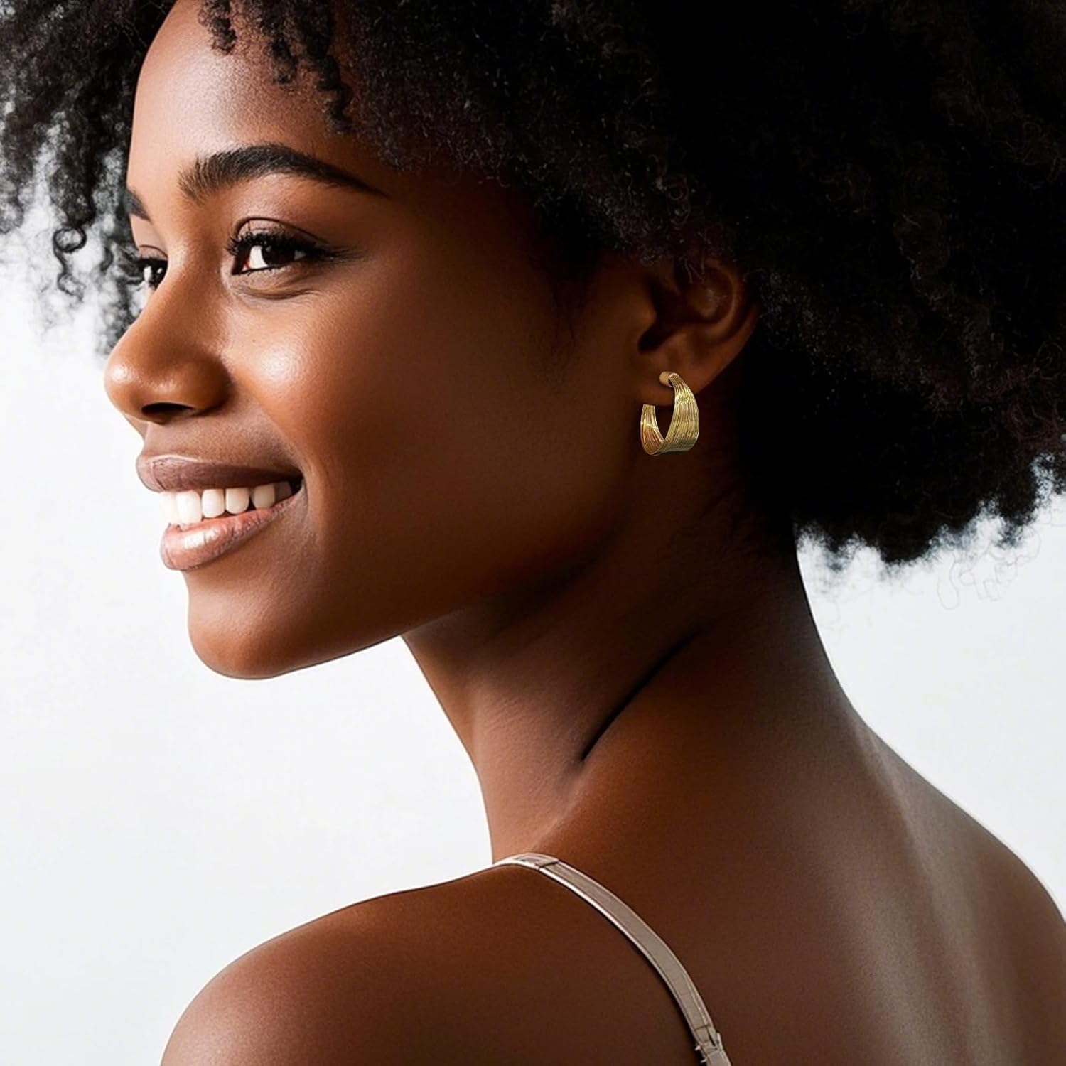 Gold Hoop Earrings for Women, Hypoallergenic 14k Gold Plated Lightweight Jewelry for Women Wire Wrapping - Image 2