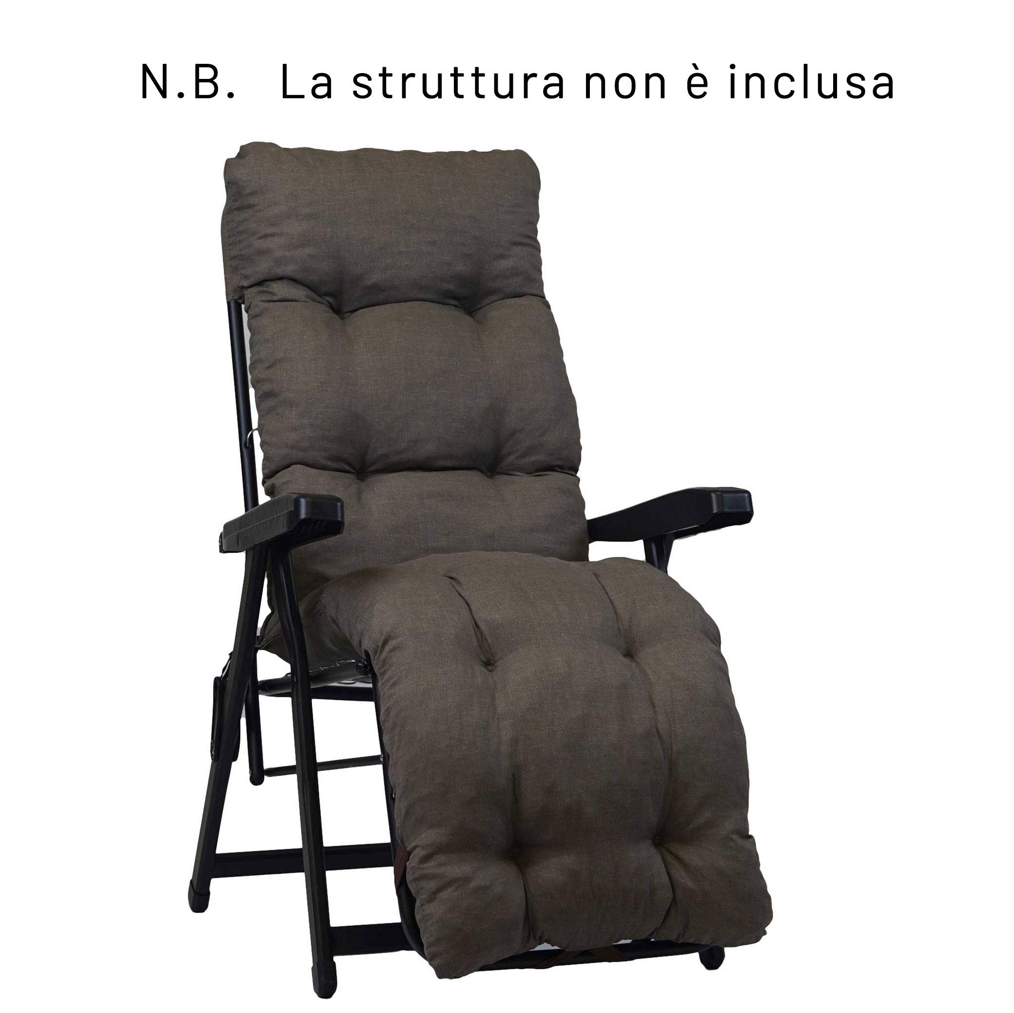 TECNOCUCI Coussin rembourré pour Chaise Longue avec Repose-Pieds (160 x 45 x 10 cm) – 100% fabriqué en Italie – Coussin de Rechange idéal pour Chaise de Jardin