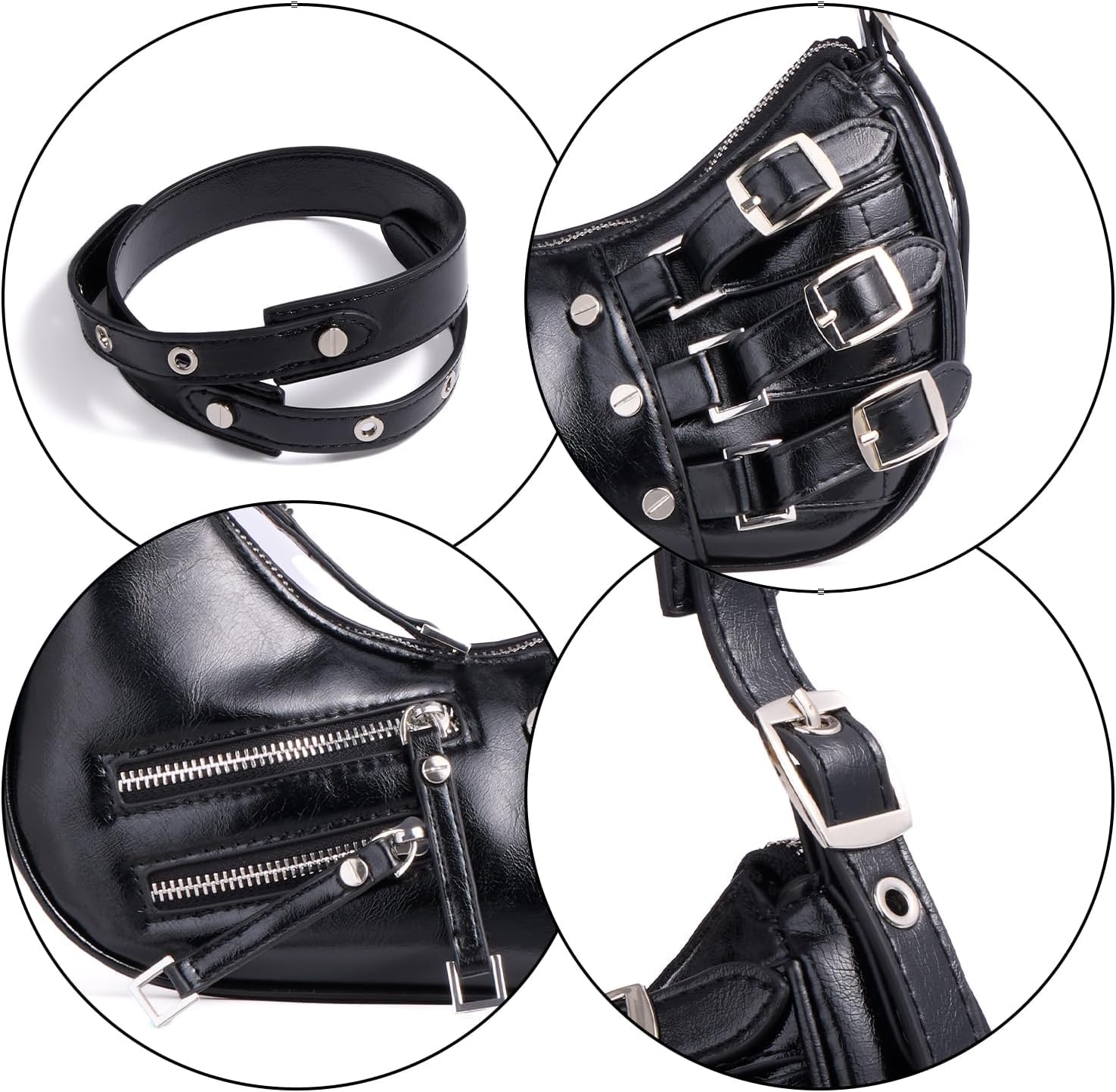 Shoulder Purse for Women, Leather Women's Handbag Y2k Aesthetic Coquette Shoulder Bag Hobo Punk Trendy Ladies Purse - Image 7