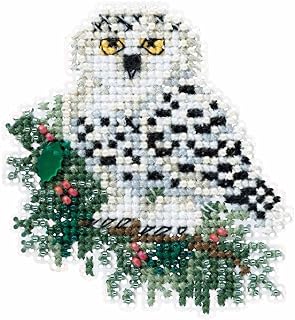 Snowy Owlet Beaded Counted Cross Stitch Christmas Ornament Kit Mill Hill 2016 Winter Holiday MH181633