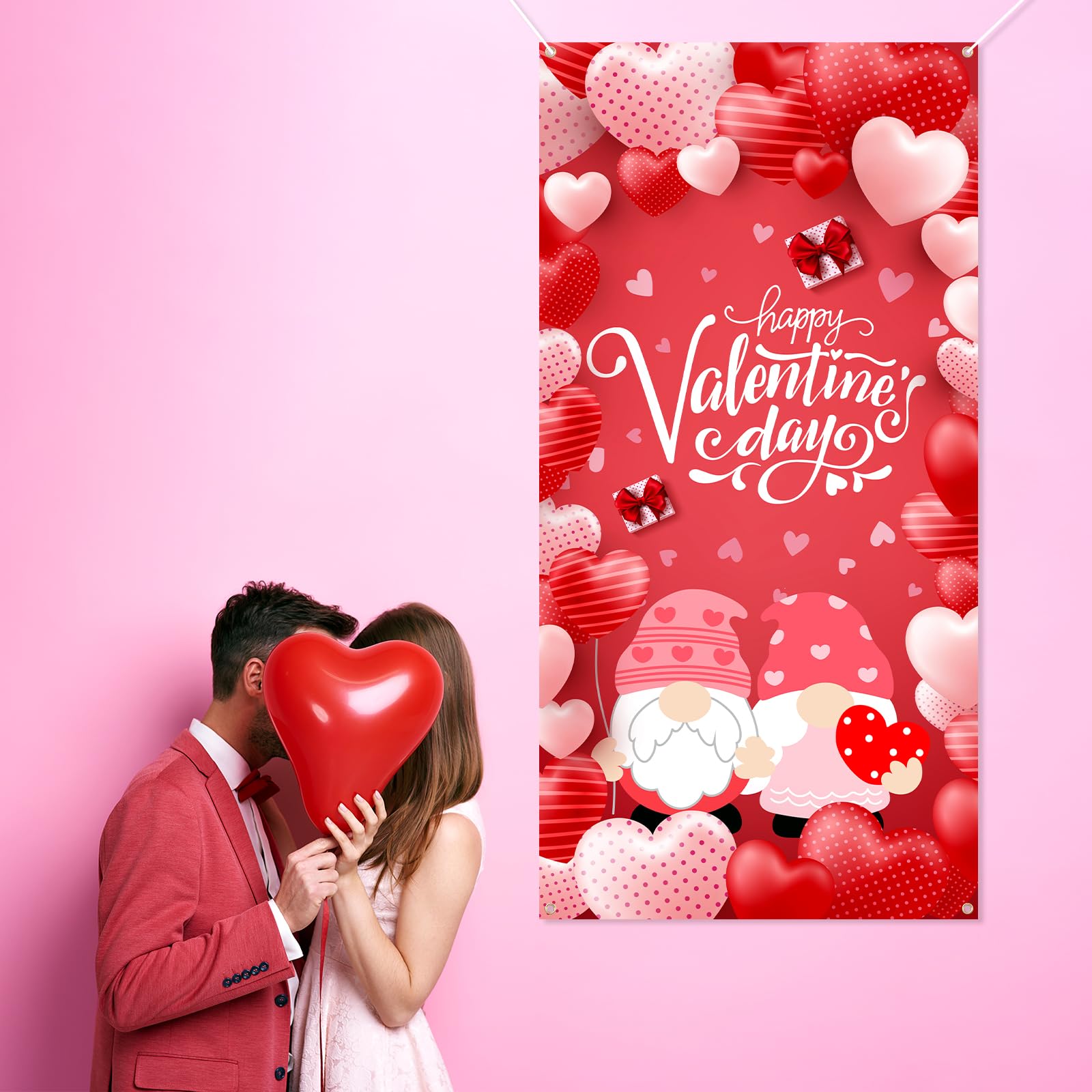 Arosche Valentinstags-Banner – 183x122 Cm, Aus Polyester, Mit Herzen-Motiv, Für Innen & Außen, Inkl. Ösen