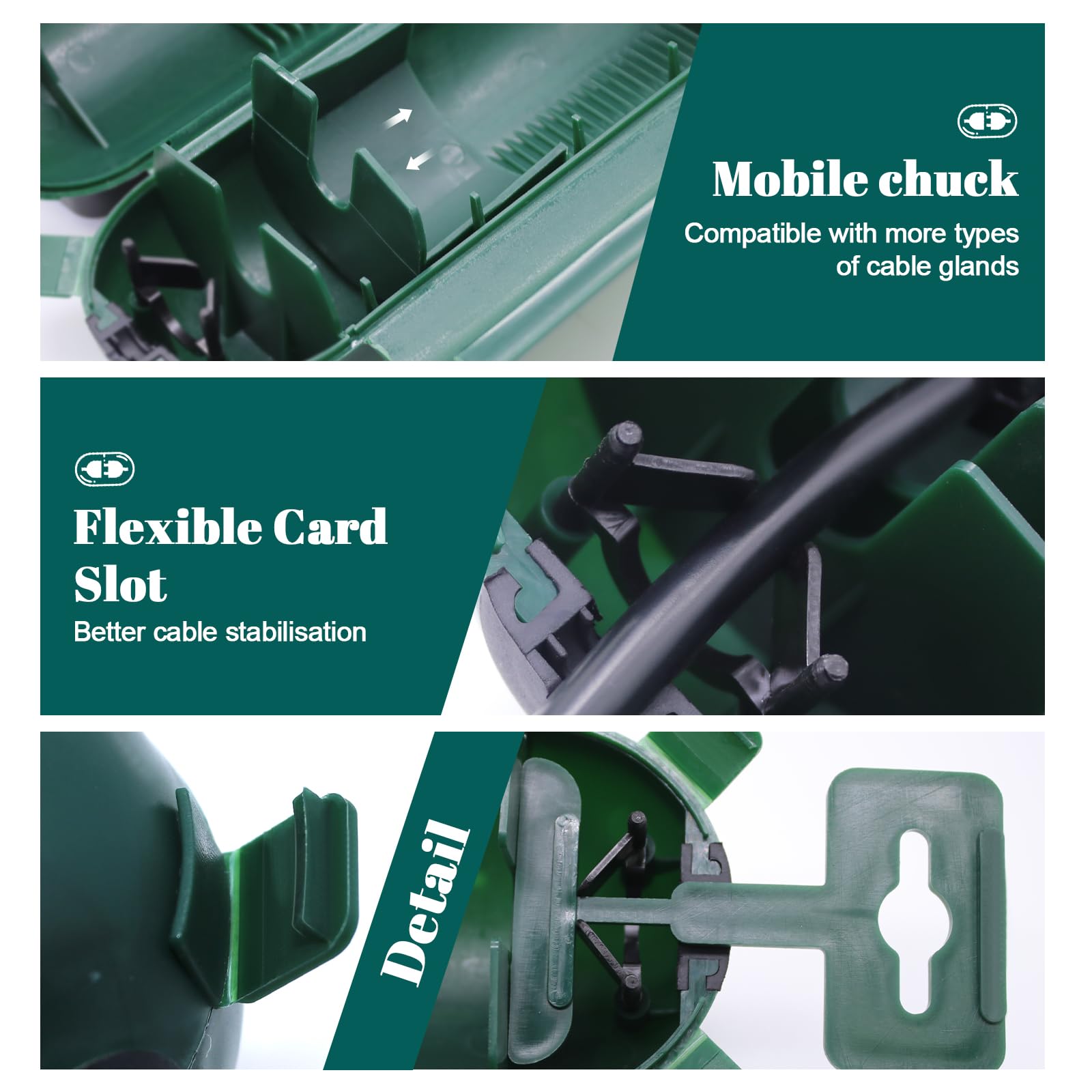 Cassetta Cavi Esterna 7 Uscite GTIWUNG Scatola Protezione Esterna IP66 IP68 - 7 Uscite Cavi - Impermeabile Per Prese Esterne E Giunzioni Scatola Derivazione Nera