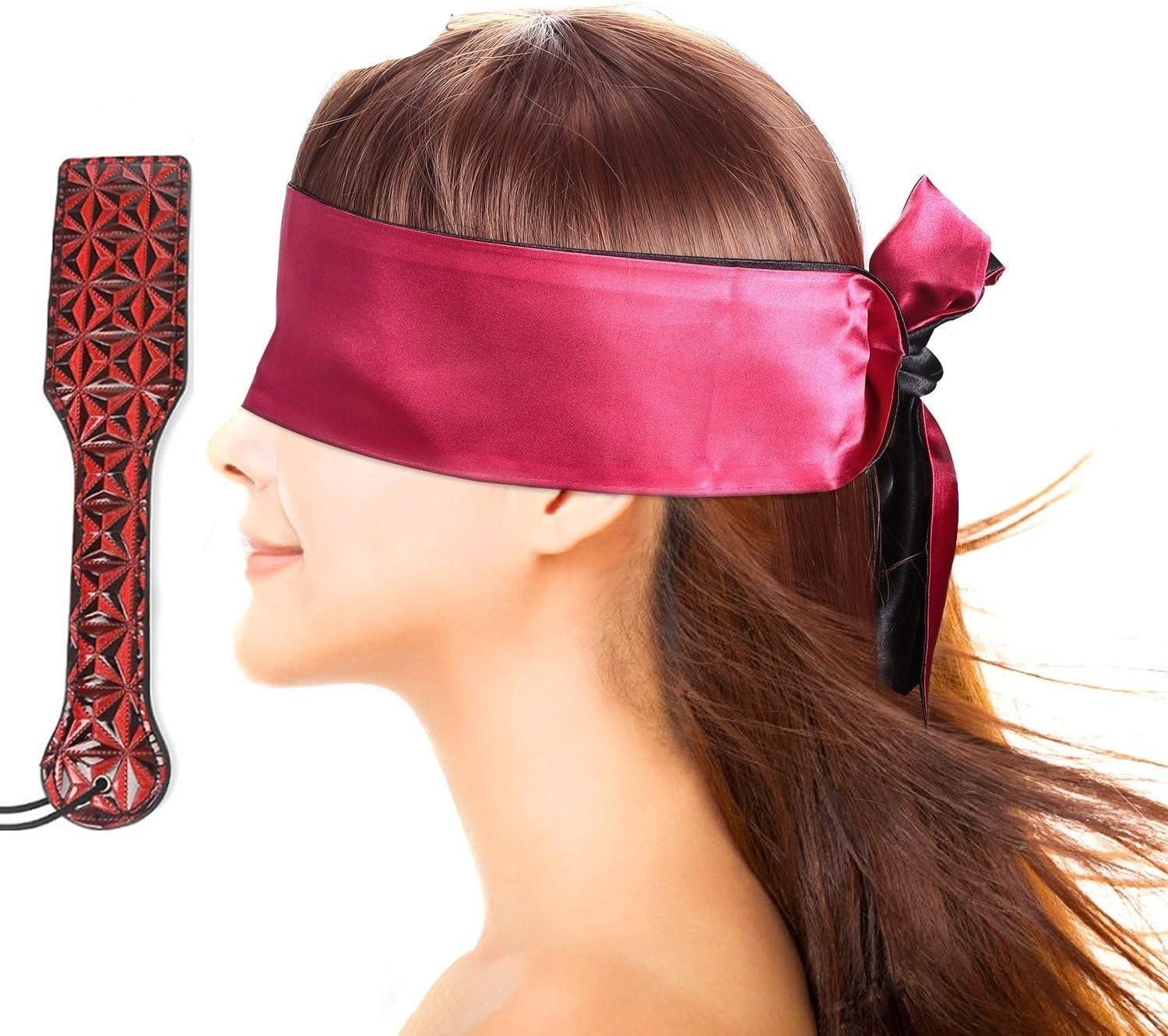waterlan Red Soft Satin Silk Ribbon Sleep Mask Eye Mask Light Out Travel Flight Favor