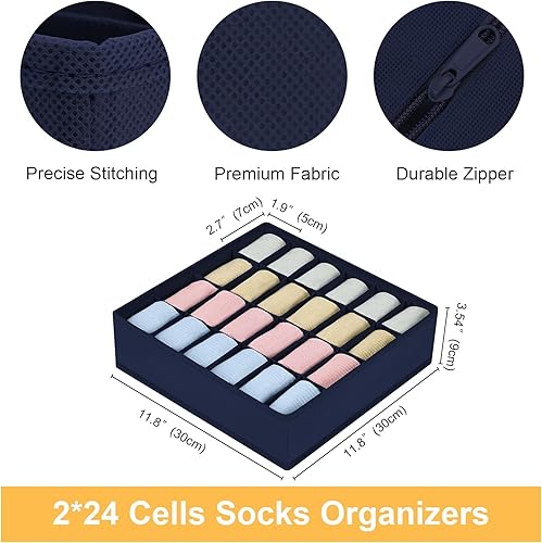 Miniatura 152 de Joyoldelf Organizador de cajones para calcetines, organizador de ropa interior, organizador de 16 celdas de tela, cajas de almacenamiento para Beige