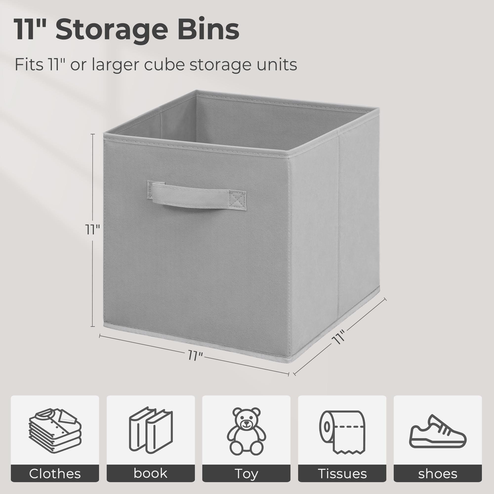 27,9 x 27,9 cm große Aufbewahrungskörbe, Stoff, faltbare Aufbewahrungsbox, zusammenklappbarer Schrank-Organizer für Kleidung, Decken, Büro, Schlafzimmer, Wohnzimmer, Regal, Schrank