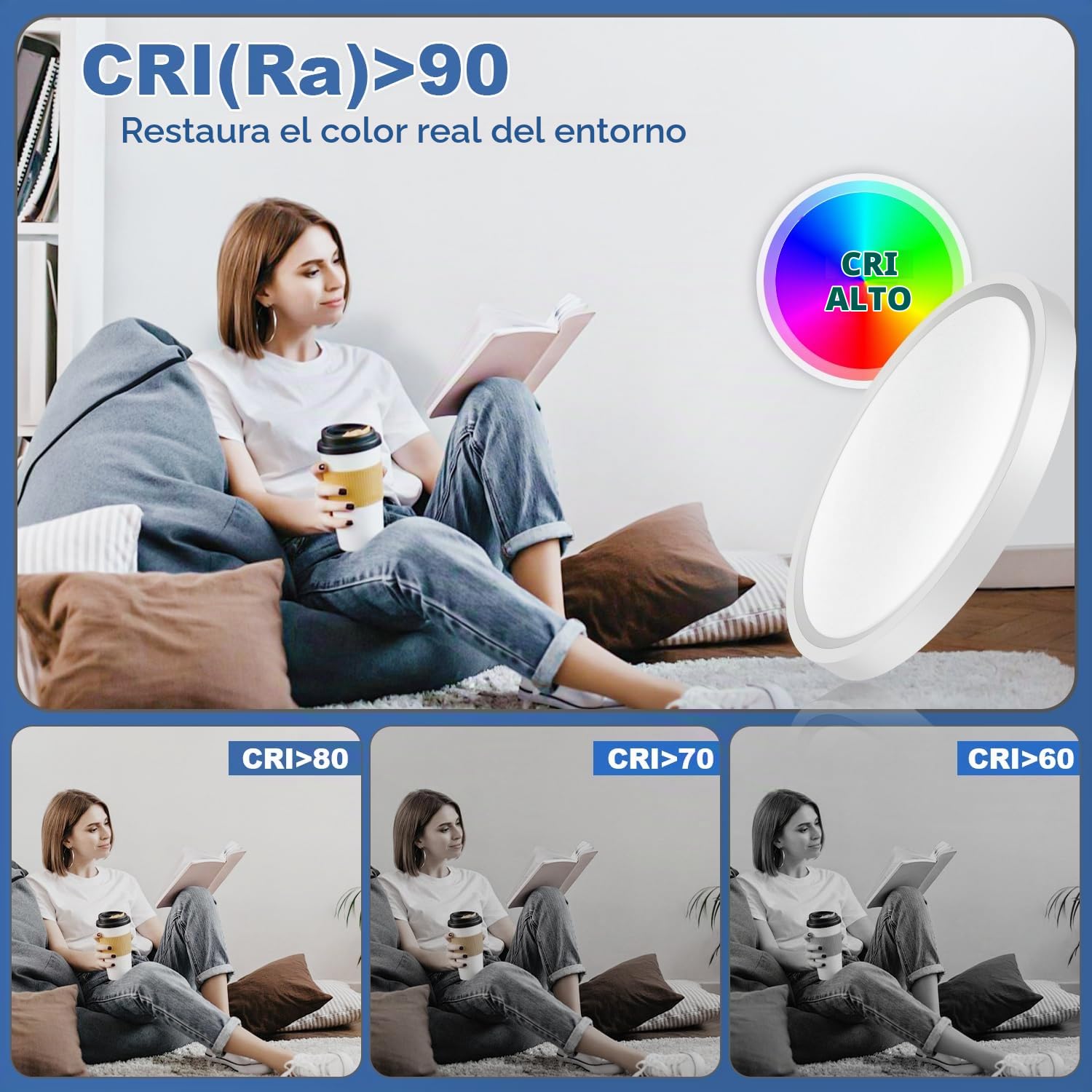 2er Lámpara de techo LED con sensor de movimiento para interiores, con detector de movimiento por radar, ultrafina, ideal para pasillos, escaleras y cocinas, blanco neutro 4000 K, φ23 cm