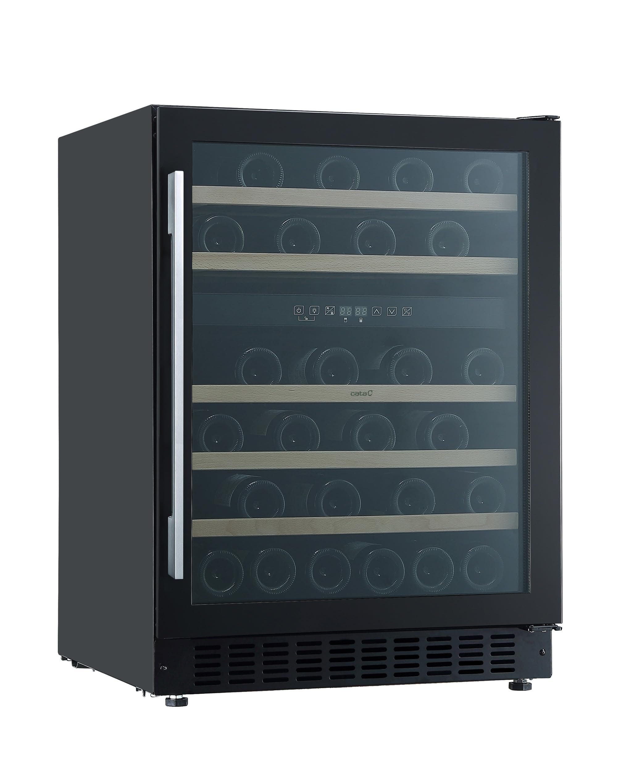 Cata Vinoteca VI 59082 BK No Frost Capacidad 46 Botellas Control Electrónico de Temperatura Panel Touch Control Digital Luz Interior LED Puerta Reversible Ventilación Interna Ancho 59,5 cm Color Negro