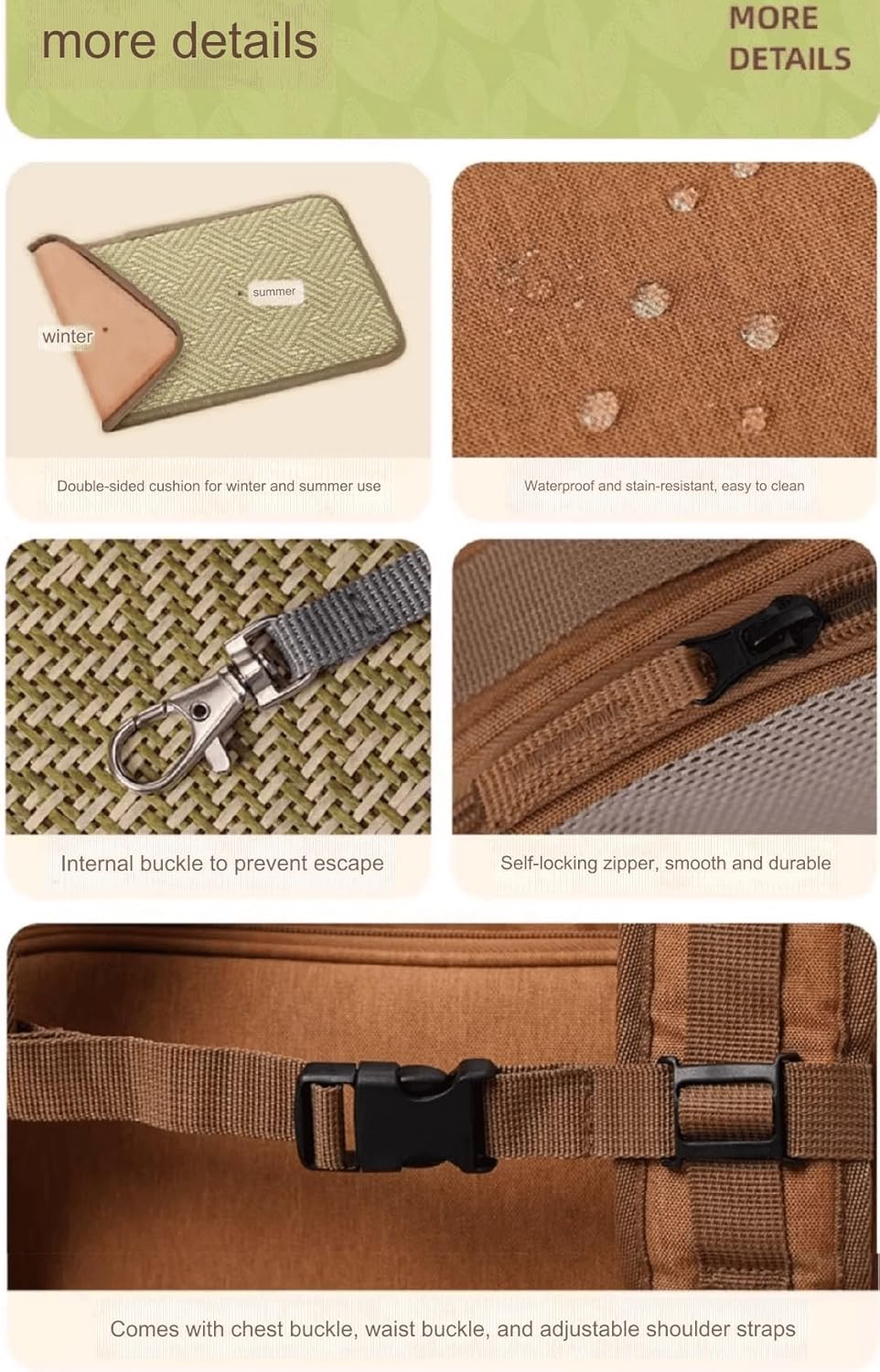 Dog Cat Backpack Bag, Expandable Pet Bag Backpack for Travel Hiking, Small Medium Dog Puppy Large Cat Carrying Backpack, Airline Approved Ventilated Soft Back Support, 18 Lbs,(Brown)