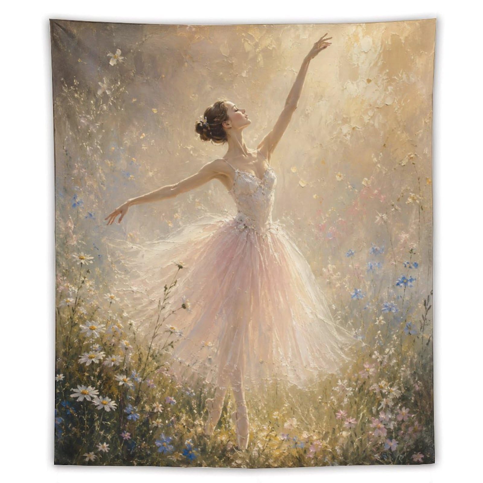 H3B8U2Y5 Ballerina Sunlit Garden Wall Tapestry, Impressionist Light
