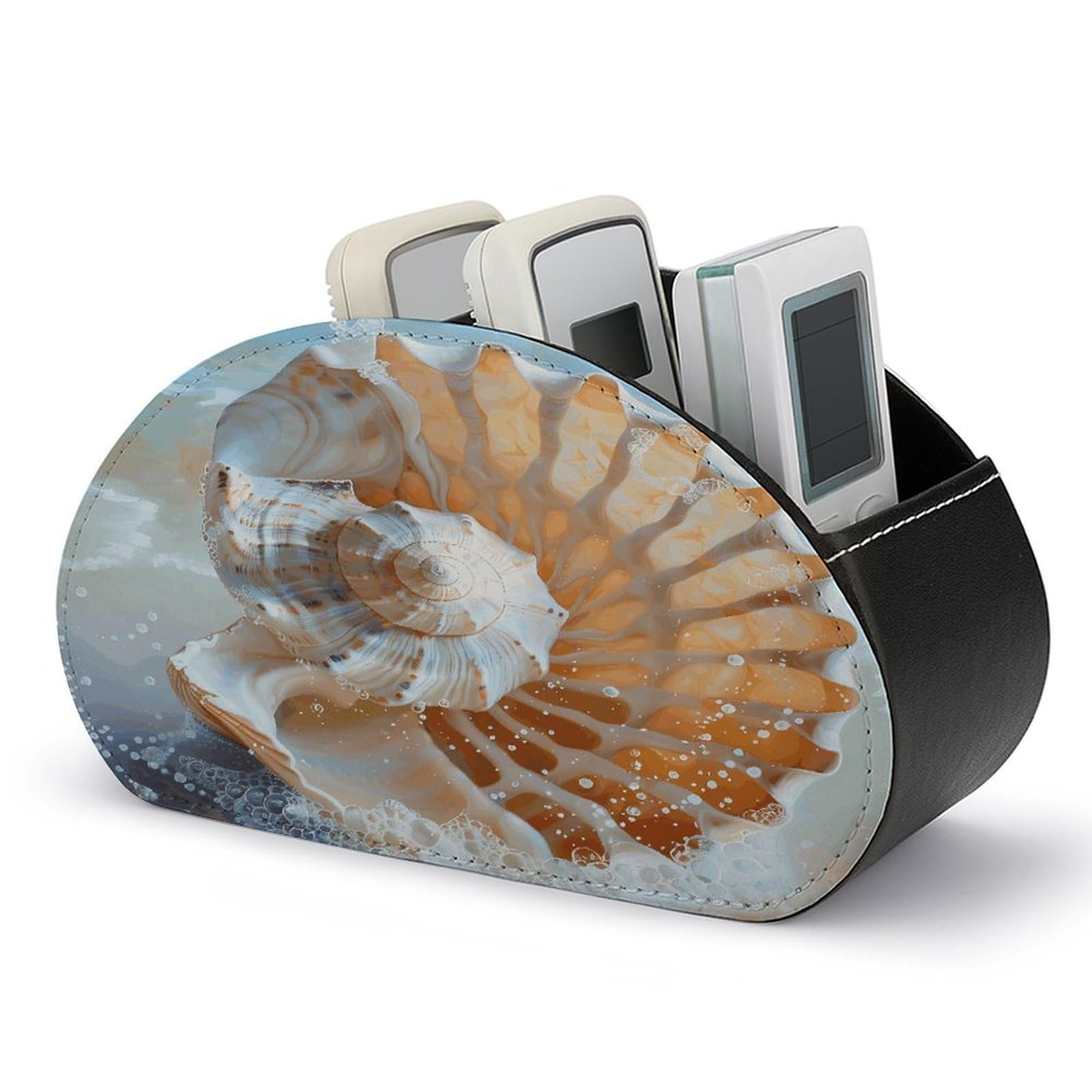 Btcowzrv Style Ocean Seashell Remote Control Holder With 5 Compartments