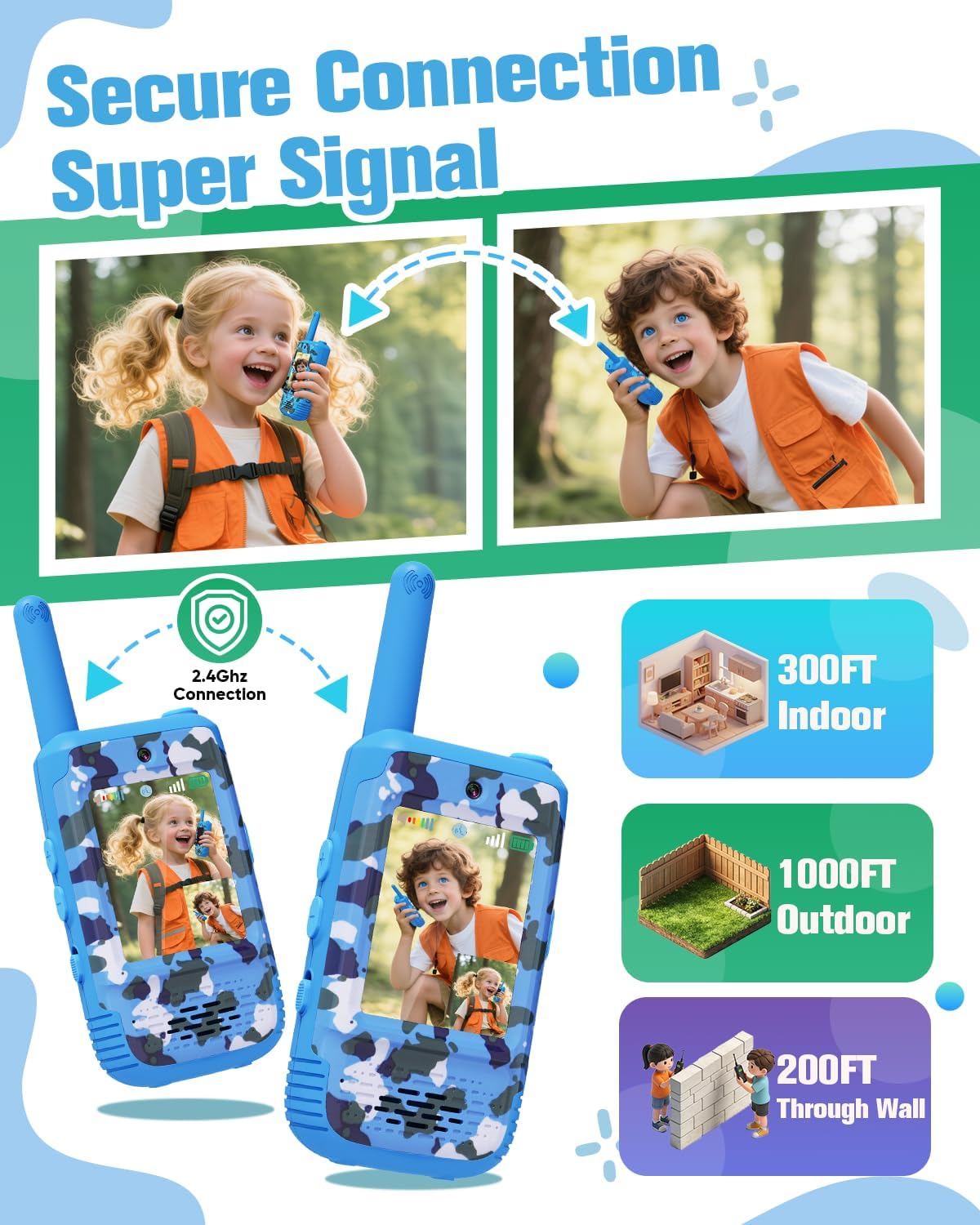 Fast Push Game Machine and Video Walkie Talkies Bundle, Interactive Toys for Indoor and Outdoor Play