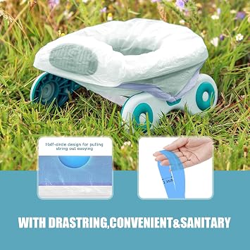 Portable Travel Potty Chair Liners Bags with Drawstring 90 PCS (1820 INCH)