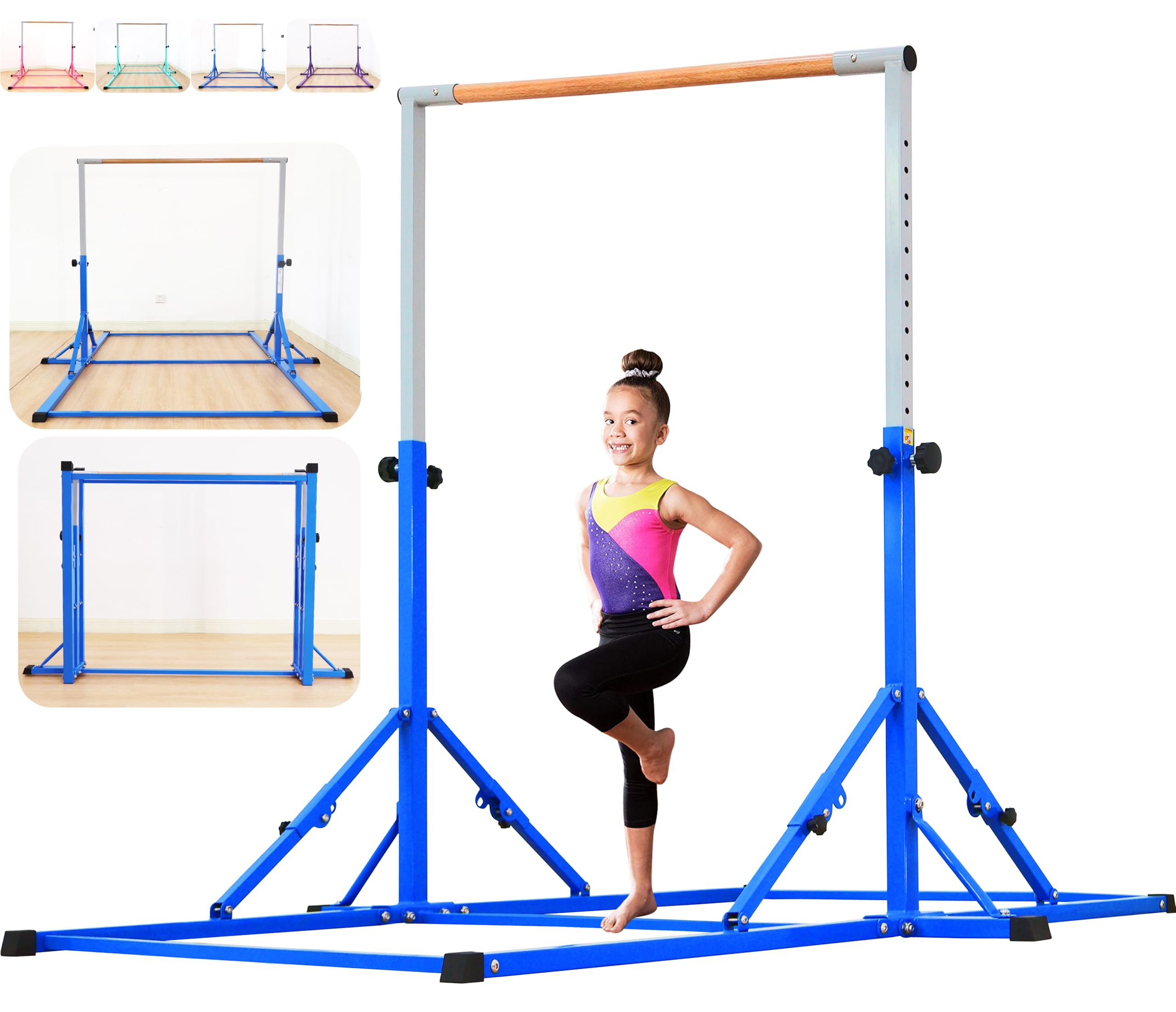Gymnastic Bar For Kid and Teenage of 3-25, 5Ft/8 FT Base Length 4Ft Width 5Ft Adjust Height, Gymnastic Kip Bar For Gymnast, Gymnastic Training Equipment For Professional Training Home Club Use