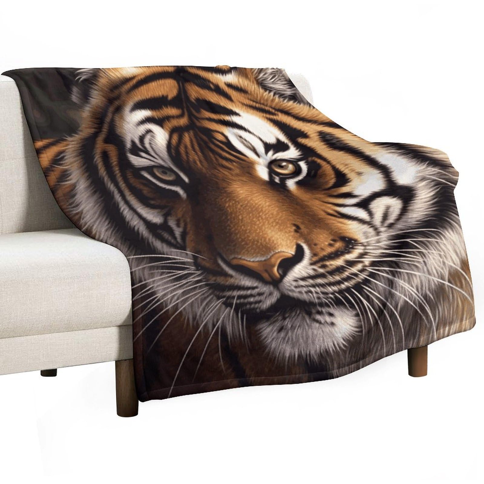 Couverture tigre en flanelle douce pour pique-nique camping et voyage confort