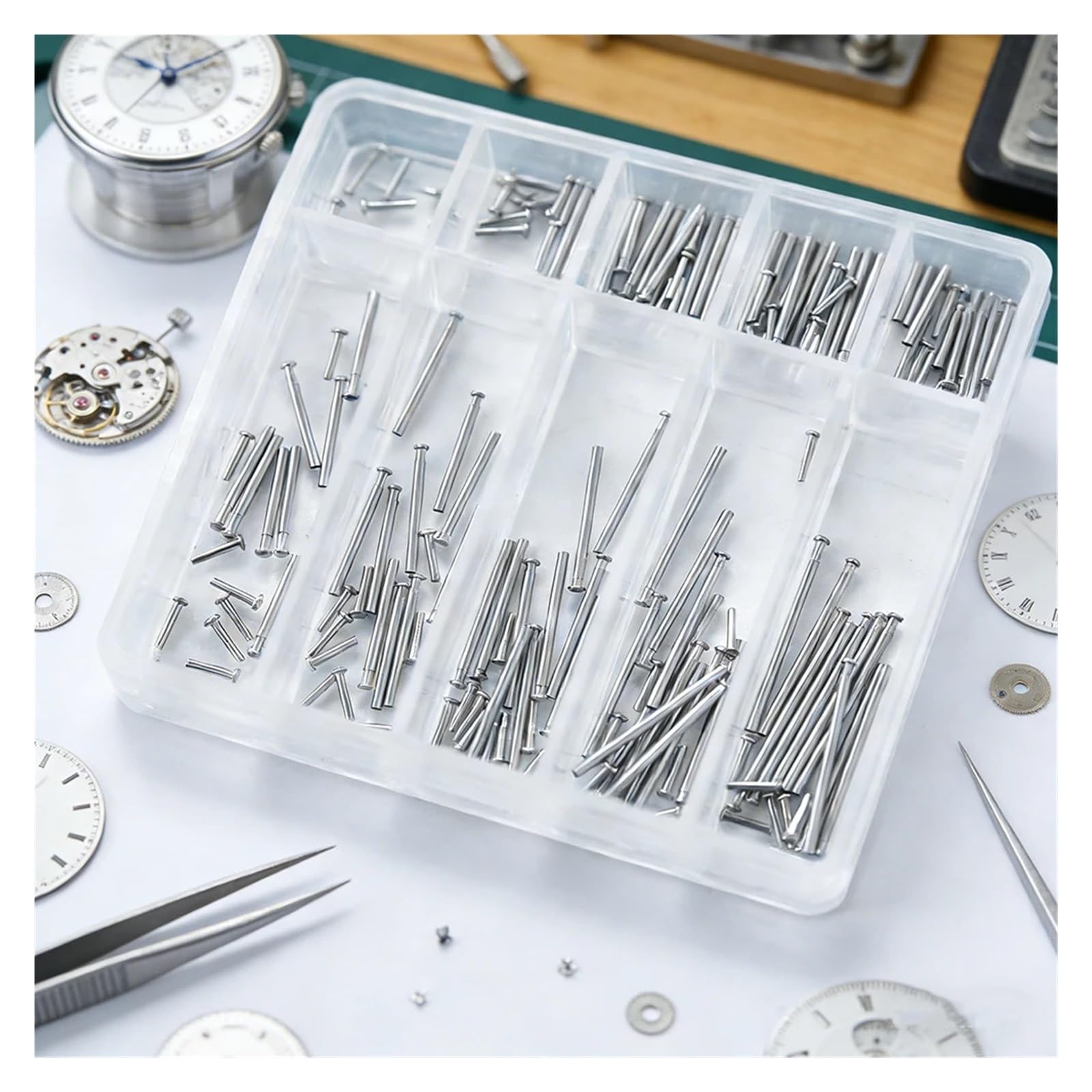 Haogui A+ Espesor 1,0 mm Piezas de Reloj Tubo Pasador fricción Barras presión pasadores y Extremos Remache for Correas Cierre Hebillas Pulseras
