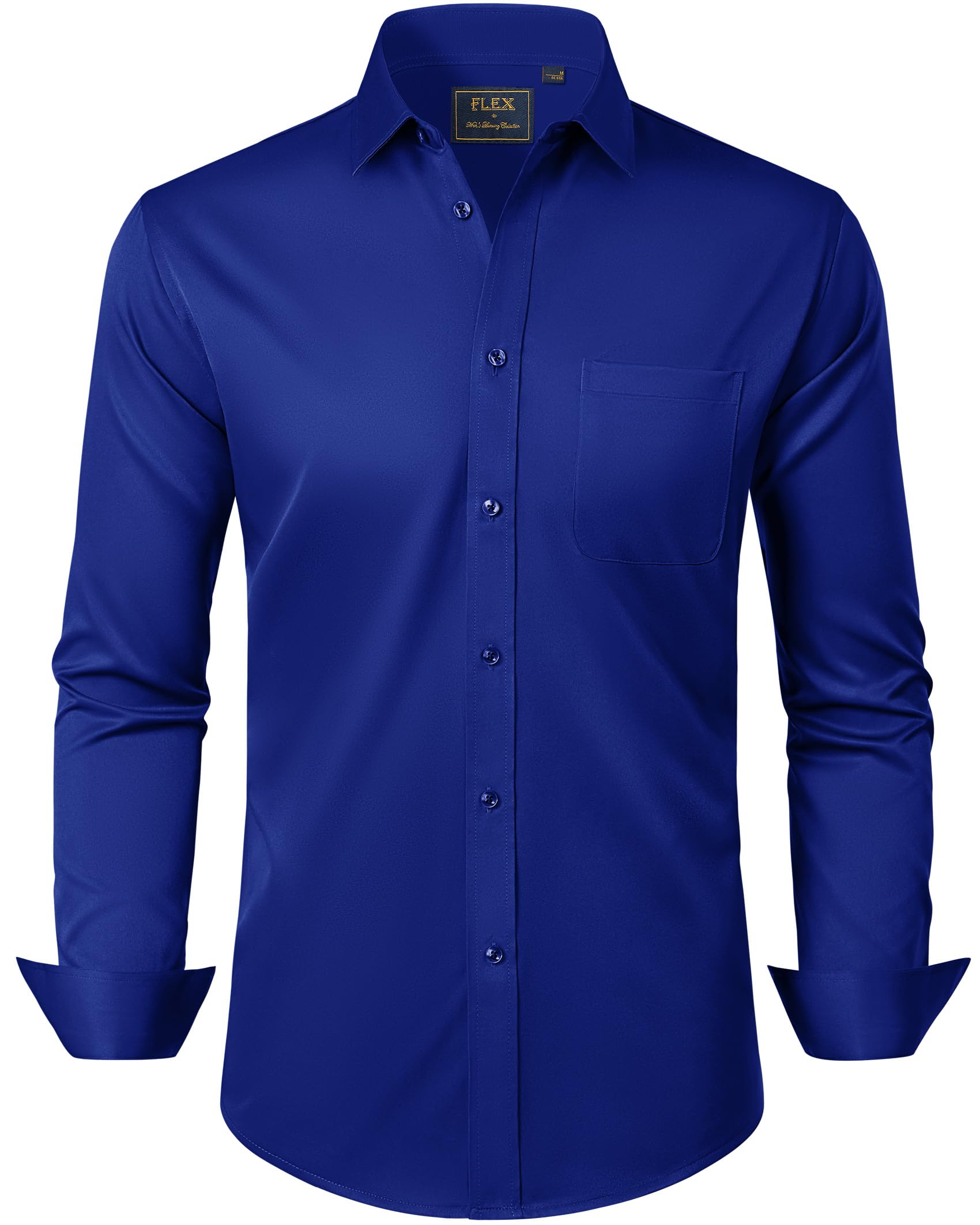 J.VER Herren Hemd Langarm Dunkelblau Freizeit Regular Fit Bügelfrei Business Hemden Faltenfrei Formales Anzug Hemd mit Tasche,S