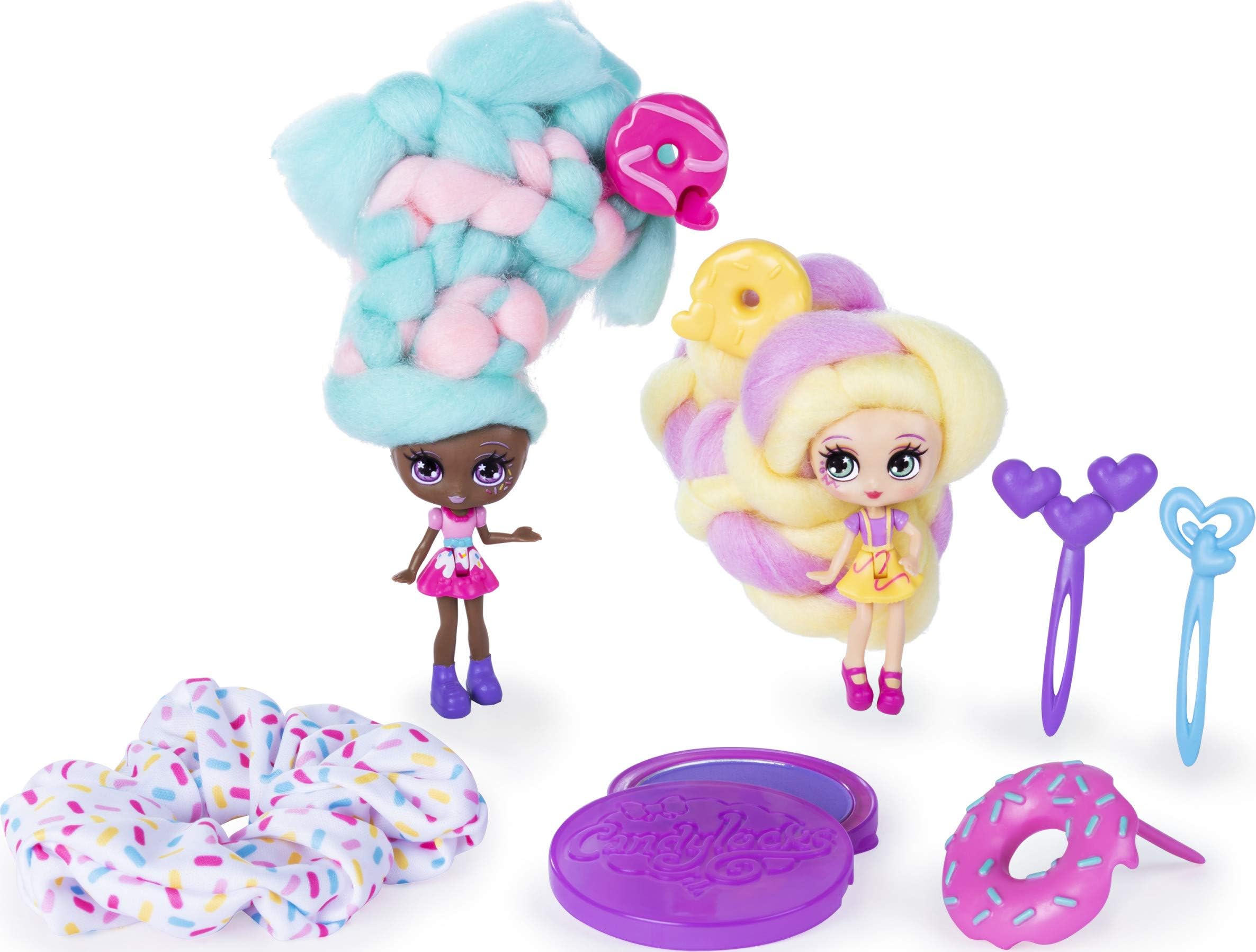 Candylocks, BFF 2-Pack, 3" Jilly Jelly and Donna Nut, Scented Collectible Dolls with Accessories