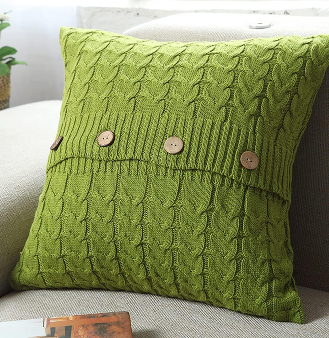 ANDUUNI Cotton Knitted Decorative Throw Pillow Cover