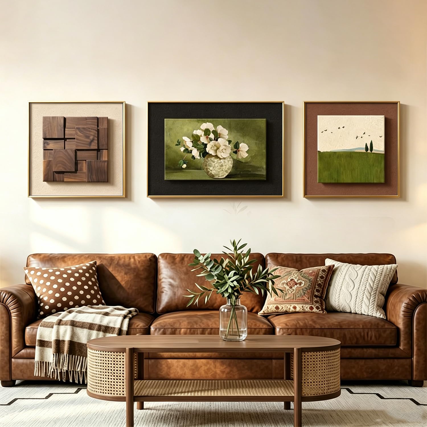 YYBHKHBY Modern-Medieval Style Walls Arts,3D Wood-Grain Triptych Abstract Wall Art in Neutral Tones,Walls Minimalist Wooden Wall Art Decor for Living Room Hallway Dining Room,A,60x80cm