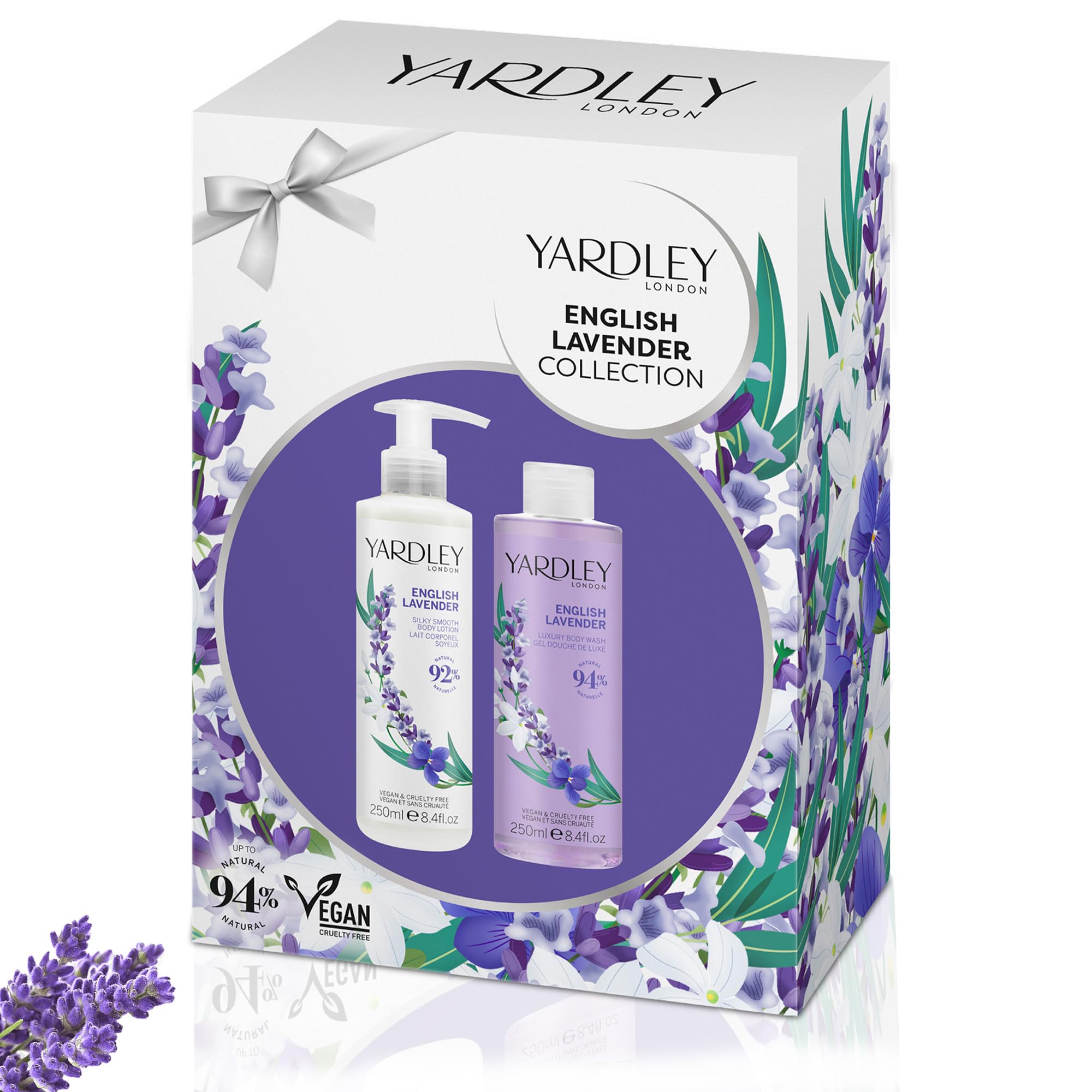 Yardley London English Lavender Body Wash Lotion Collection | Moisturising Body Wash and Lotion Set with English Lavender Scent, Delicate Luxury Skin Care Gift for Women