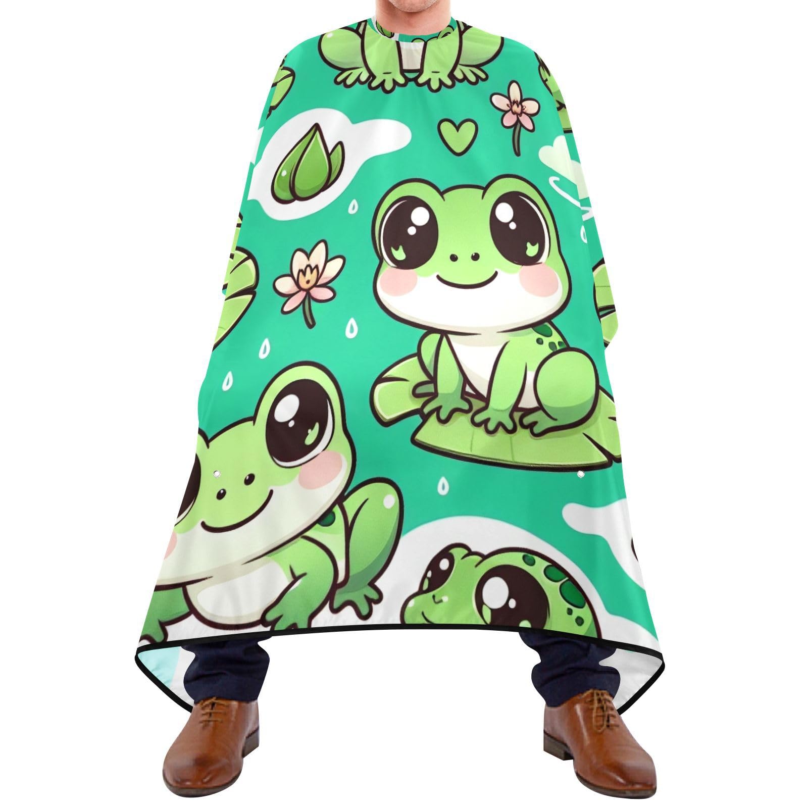 Hezely Cute Frogs Hair Dye Cape, Barber Cape for Adults,Waterproof Salon Cape,Waterproof Hairdressing Styling Hair Cutting, 65