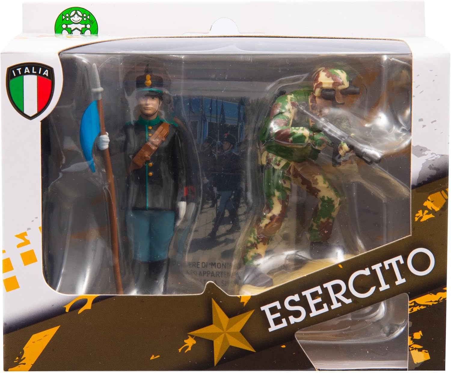 Giochi Preziosi Italian Army, Official Figure of Grenadiers and Targets in Action, Height 8 cm, Italian Army Military Toy Soldiers, Detailed Uniform