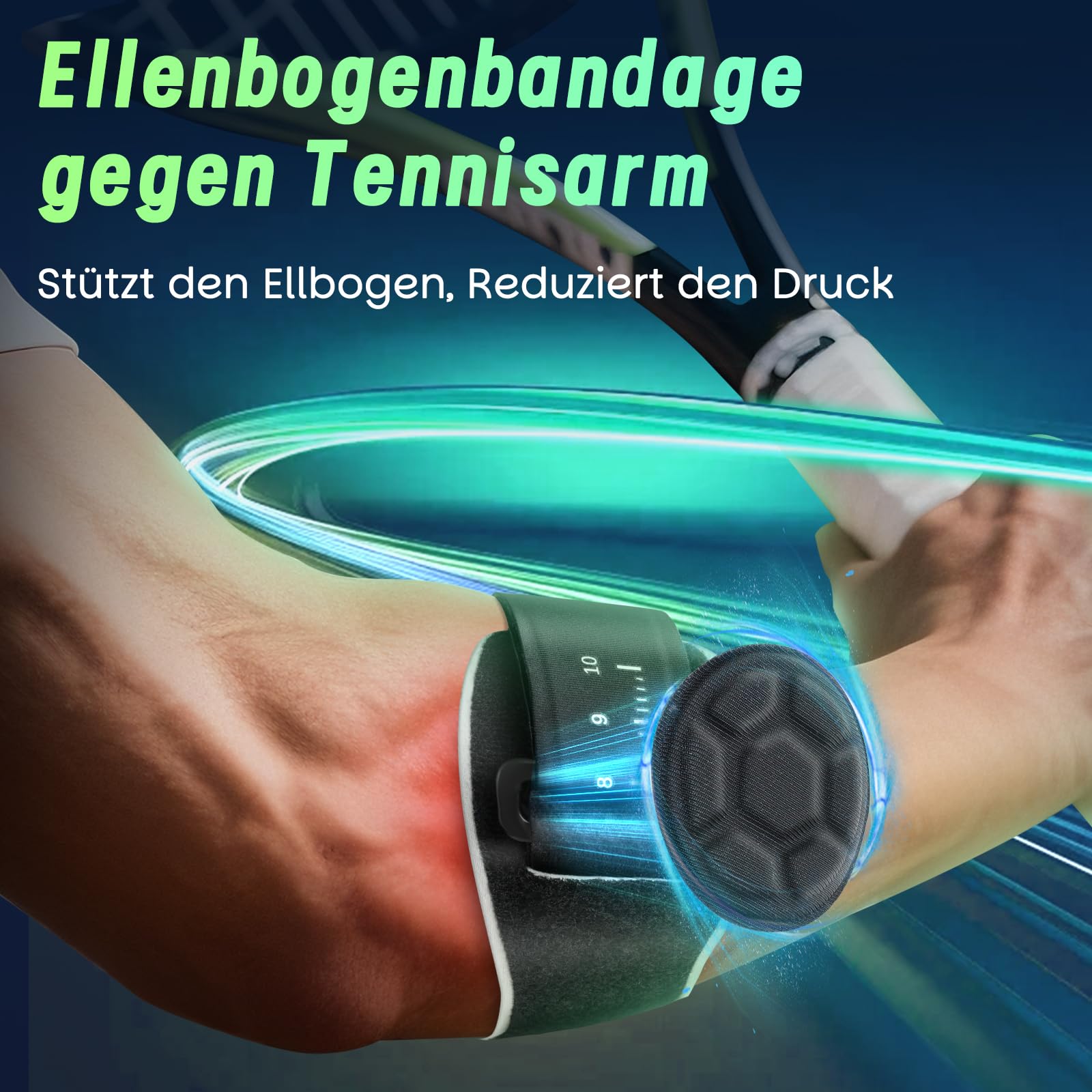 Ellenbogenbandage Tennisarm Bandage Testsieger Leichte Manschette für Tennisarm Golferarm Bandage Rechts und Links mit EVA-Futter Einstellbare Ellbogenschoner Epicondylitis Spange Herren Damen