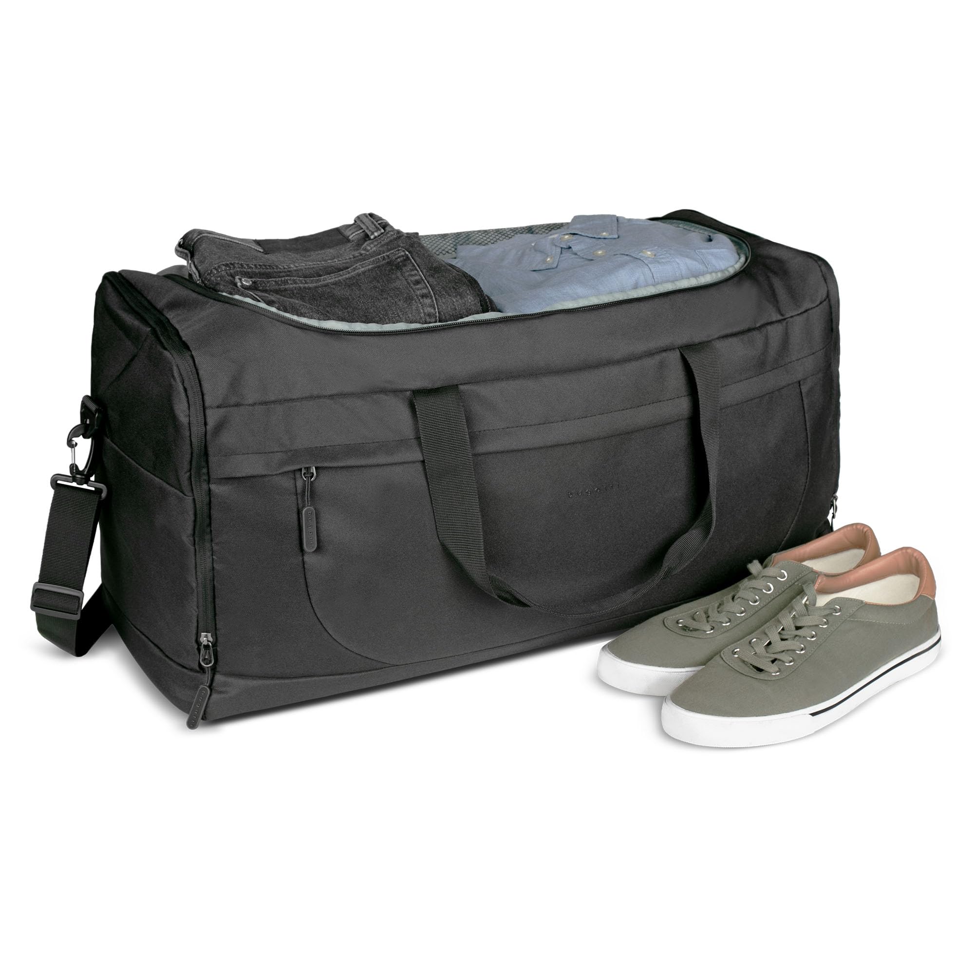 bugatti Mare Basic – walizka unisex, duża torba weekendowa z systemem mocowania do wózka, czarna