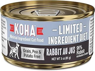 KOHA Limited Ingredient Diet Rabbit Pate for Cats - Single Meat Wet Cat Food for Sensitive Stomachs - Pate Cat Food with No Fillers - 3oz Pack of 24