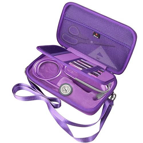 Mchoi Estuche para estetoscopio con ranuras, adecuado para estetoscopio 3M Littmann Classic III, espacio adicional para vendaje médico, tijeras y