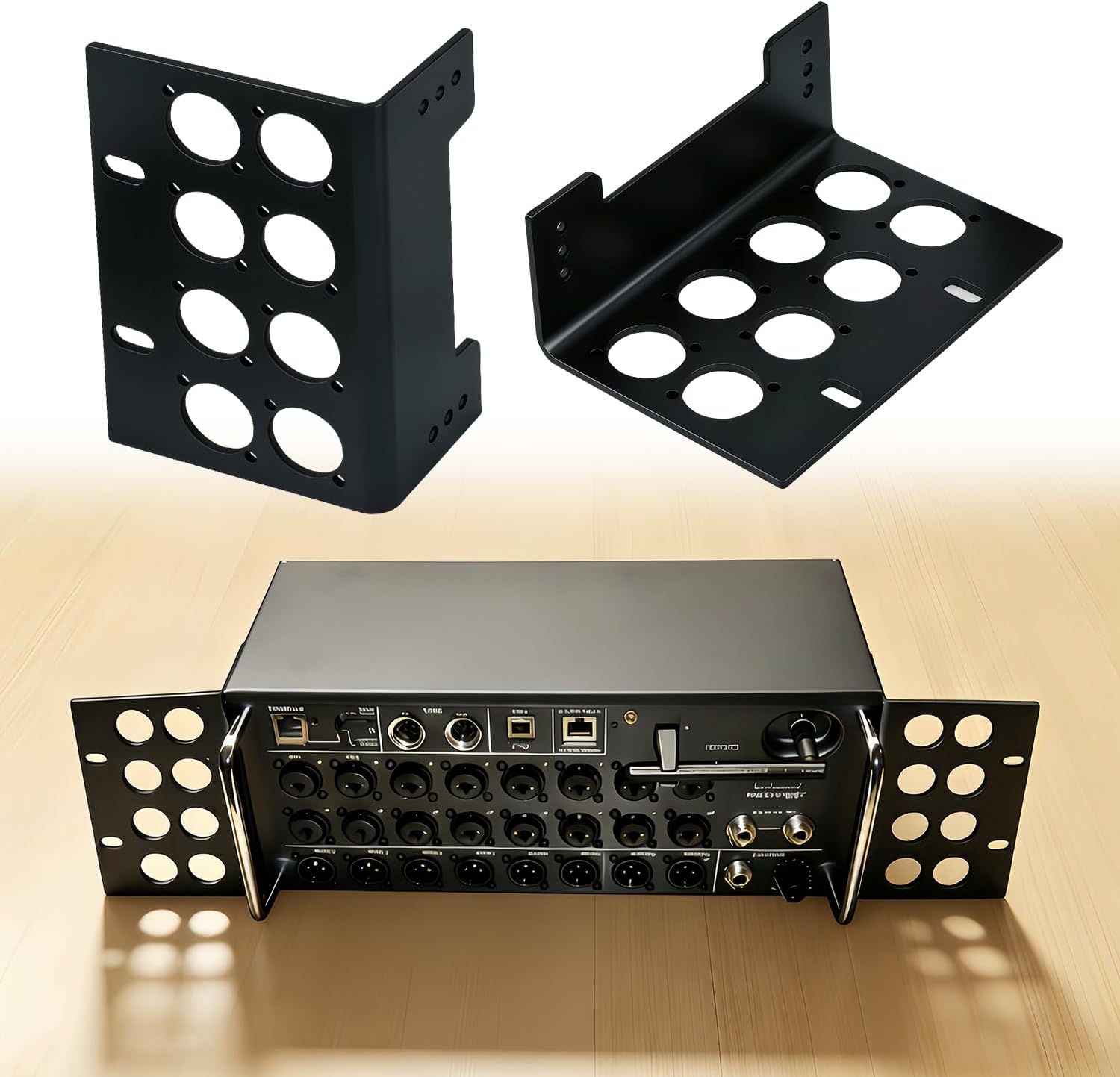 Stainless Steel Integrated Rack Mount Ears for Behringer XR18/Behringer XR16/SD18 & Midas MR18/MR16, High-Strength Steel Solution Compatible with Chassis-Mounted Connectors for Digital Mixers(Black)