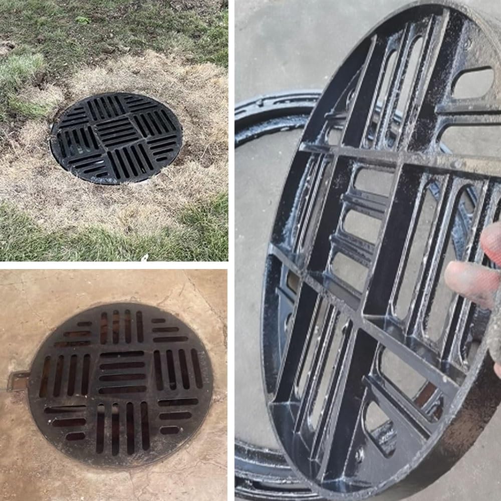Wytrzymała żeliwna osłona rusztu odpływowego do drenażu wykopu zewnętrznego 30 cm do 66 cm wymienna kratka kanalizacyjna wtyczka ochrona podłogi idealna do ogrodów i tarasów