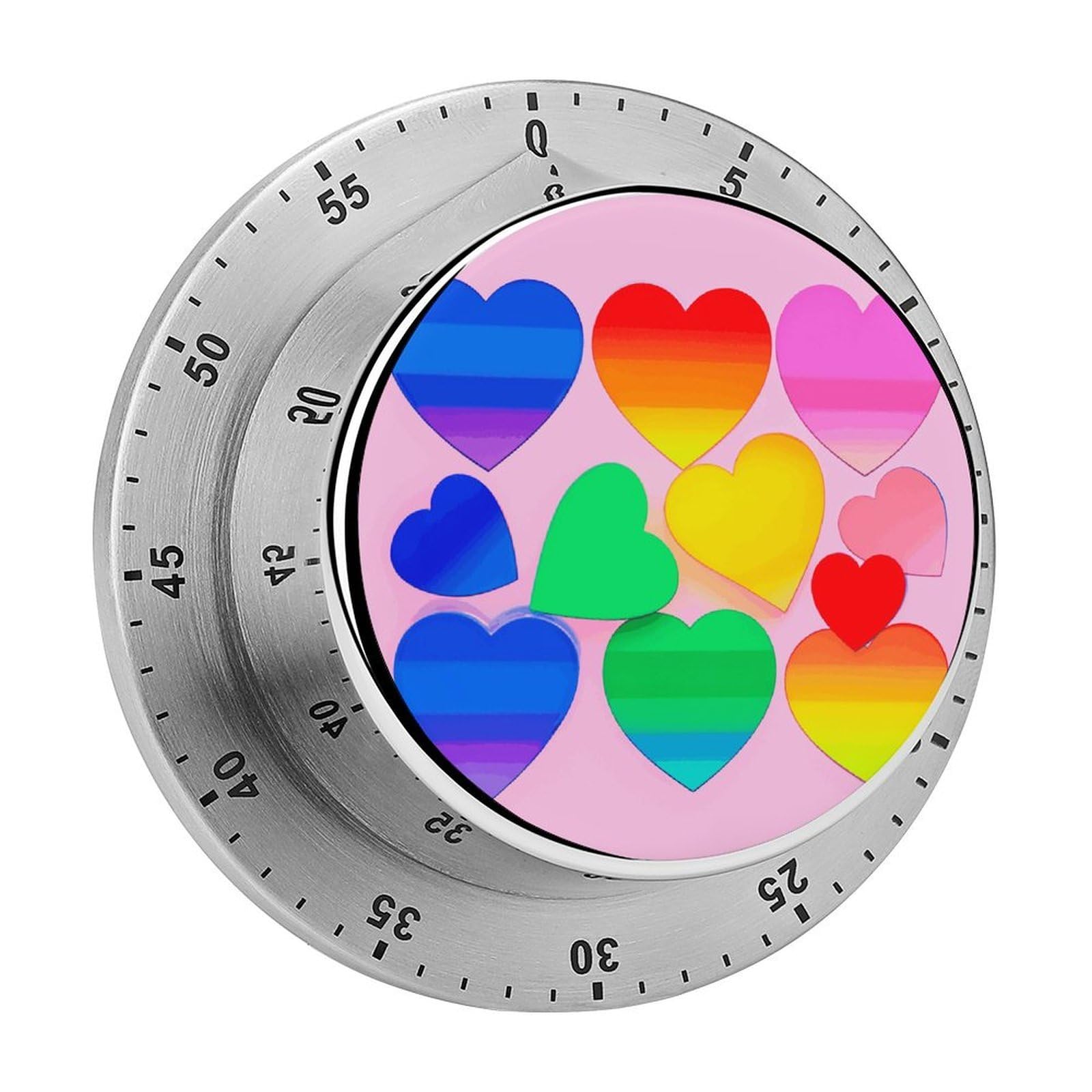 Rainbow Hearts Kitchen Timers Magnetic Back Manual Countdown Timers for Classroom Home Gym Tanning