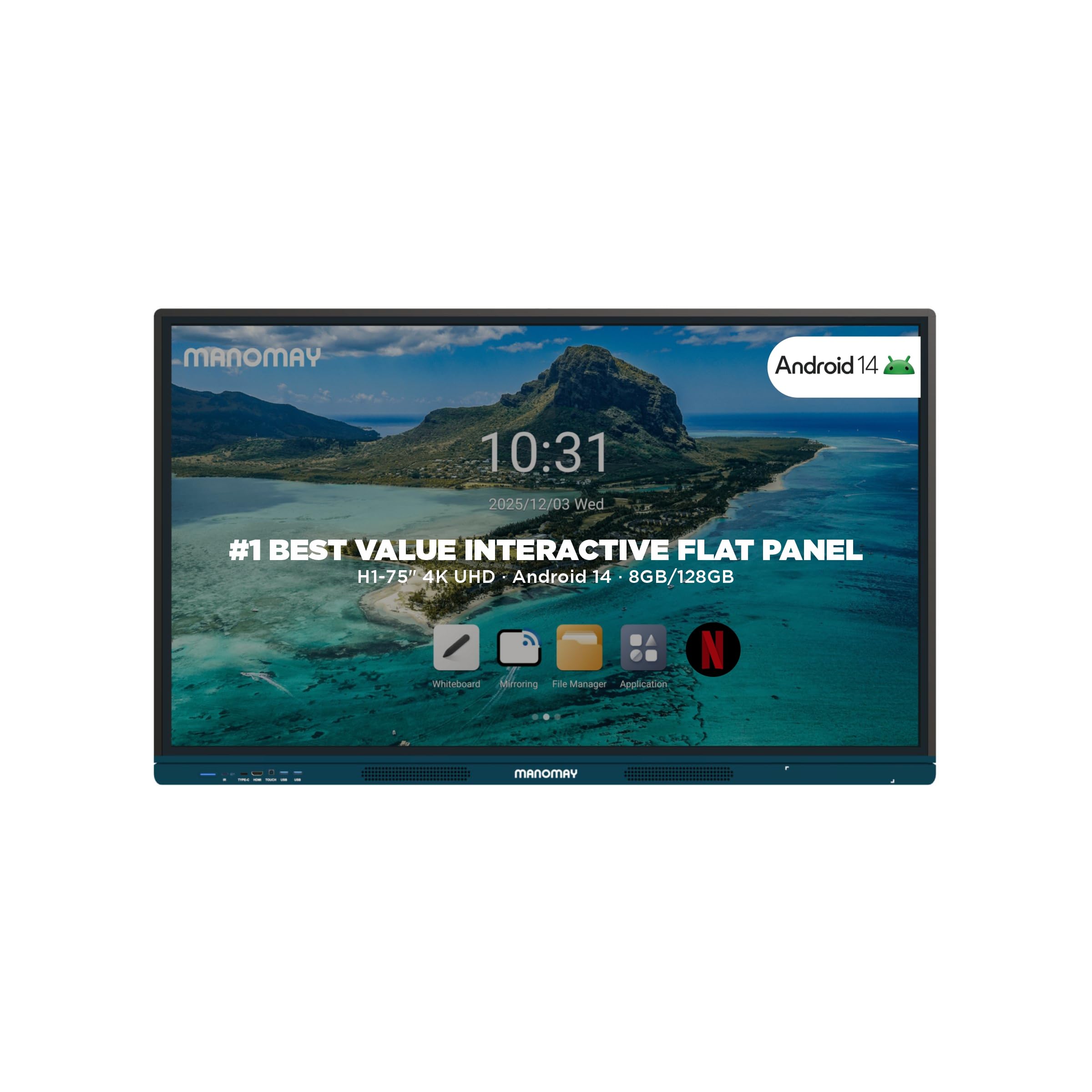 MANOMAY 75 Inch 4K All-in-One Computer ADPM | Android 14 Interactive Display | 20-Point Touch | 8GB RAM 128GB Storage | UHD Smart Board for Office, Education & Business-image-27