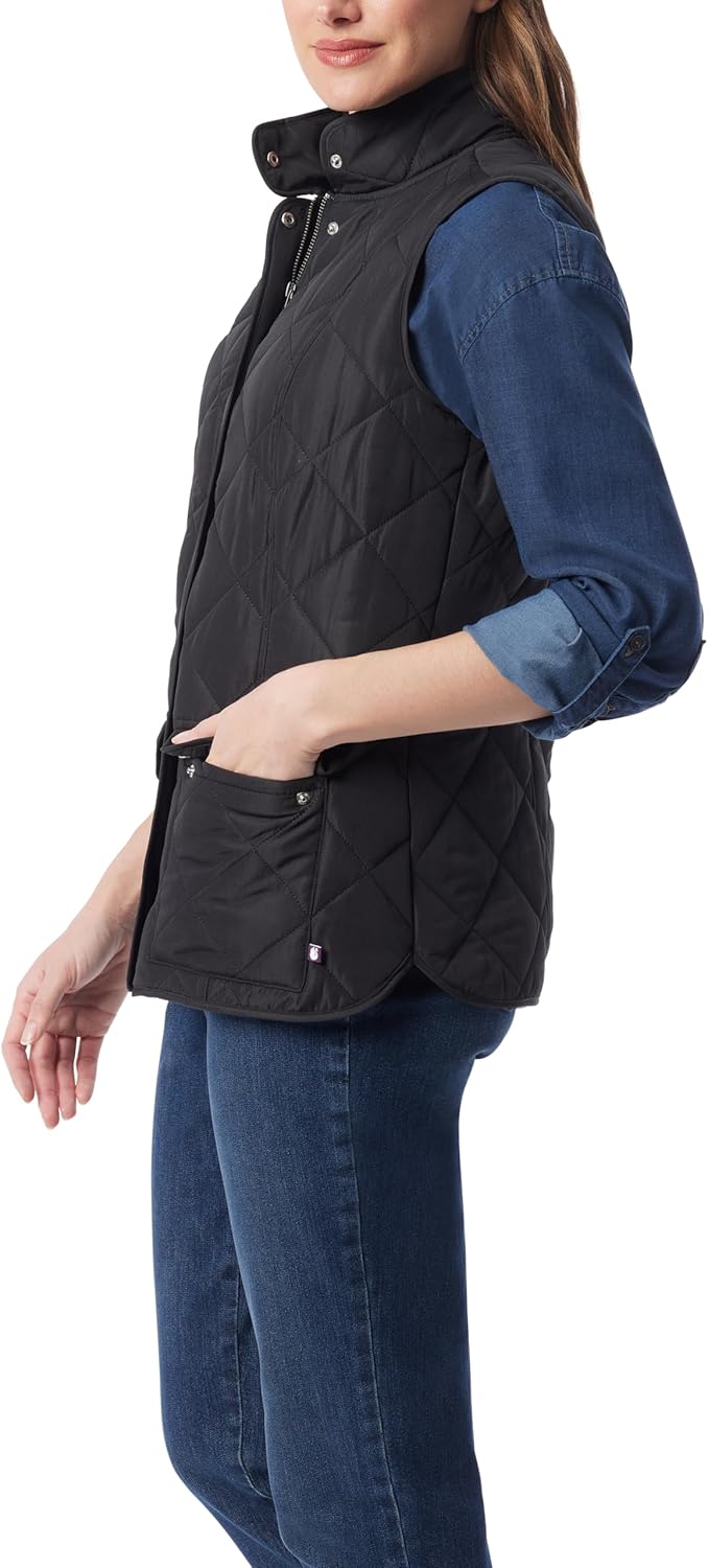Gloria Vanderbilt Women's Casual Quilted Vest With Front Zipper and Snaps Standard