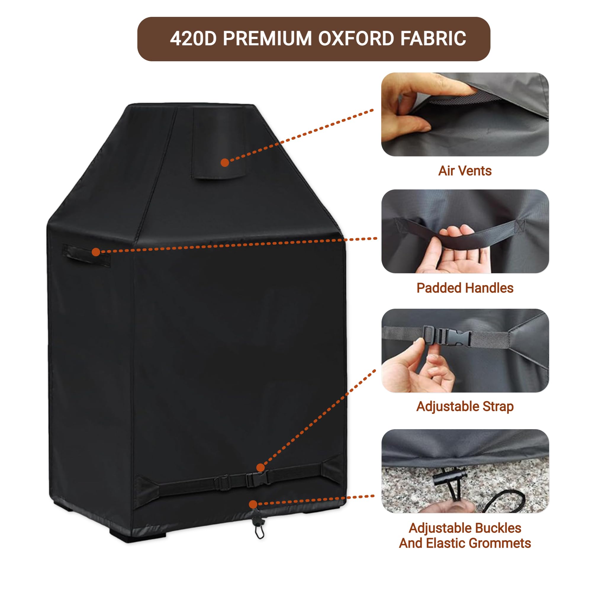 Housse de cheminée d'extérieur en tissu Oxford 420D imperméable pour patio, terrasse et autres meubles d'extérieur, noir