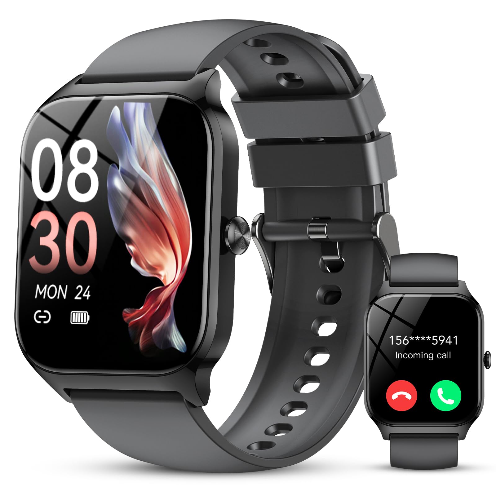 CASCHO Reloj Inteligente Hombre Mujer,1.85" HD Smartwatch con Llamadas, Whatsapp Notificaciones, Smart Watch con Podómetro/Pulsómetro/SpO2/Monitor de Sueño,115+ Modos Deportes, IP68 Impermeable