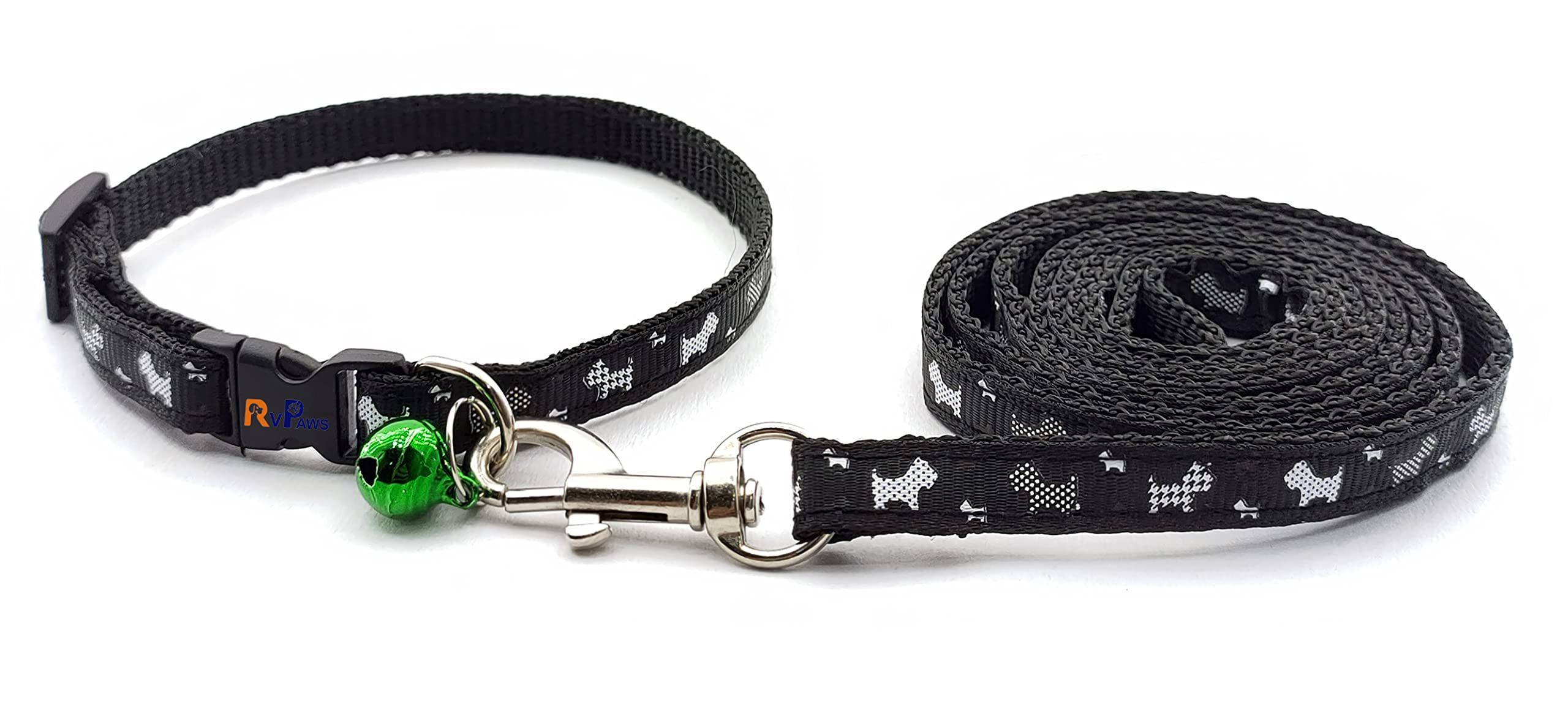 RvPaws Dog Collar and Leash Set Puppy Printed, Adjustable Nylon Collar with Leash for Cat and Puppy, Quick Release and Breathable Collar Set for Puppies, Dog & Cat 10 MM (Black, Animal Print) (B09SF4PD73) Amazon Price History, Amazon Price Tracker